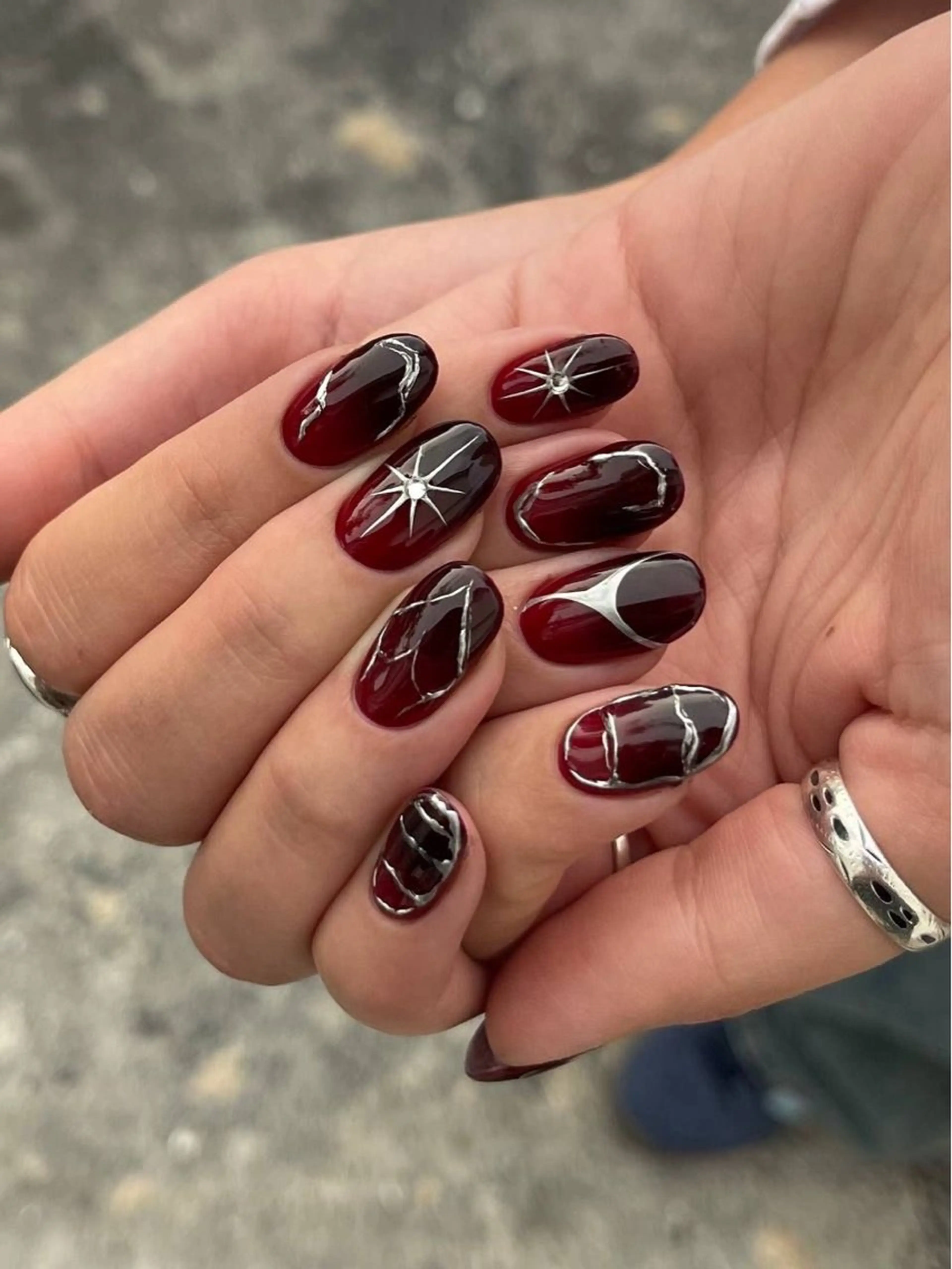 ネイル 長さ出し グラデーション キラキラネイル マグネットネイル ニュアンスネイル ハンドネイル Lee Nails チップ長さだし専門店のネイルデザイン