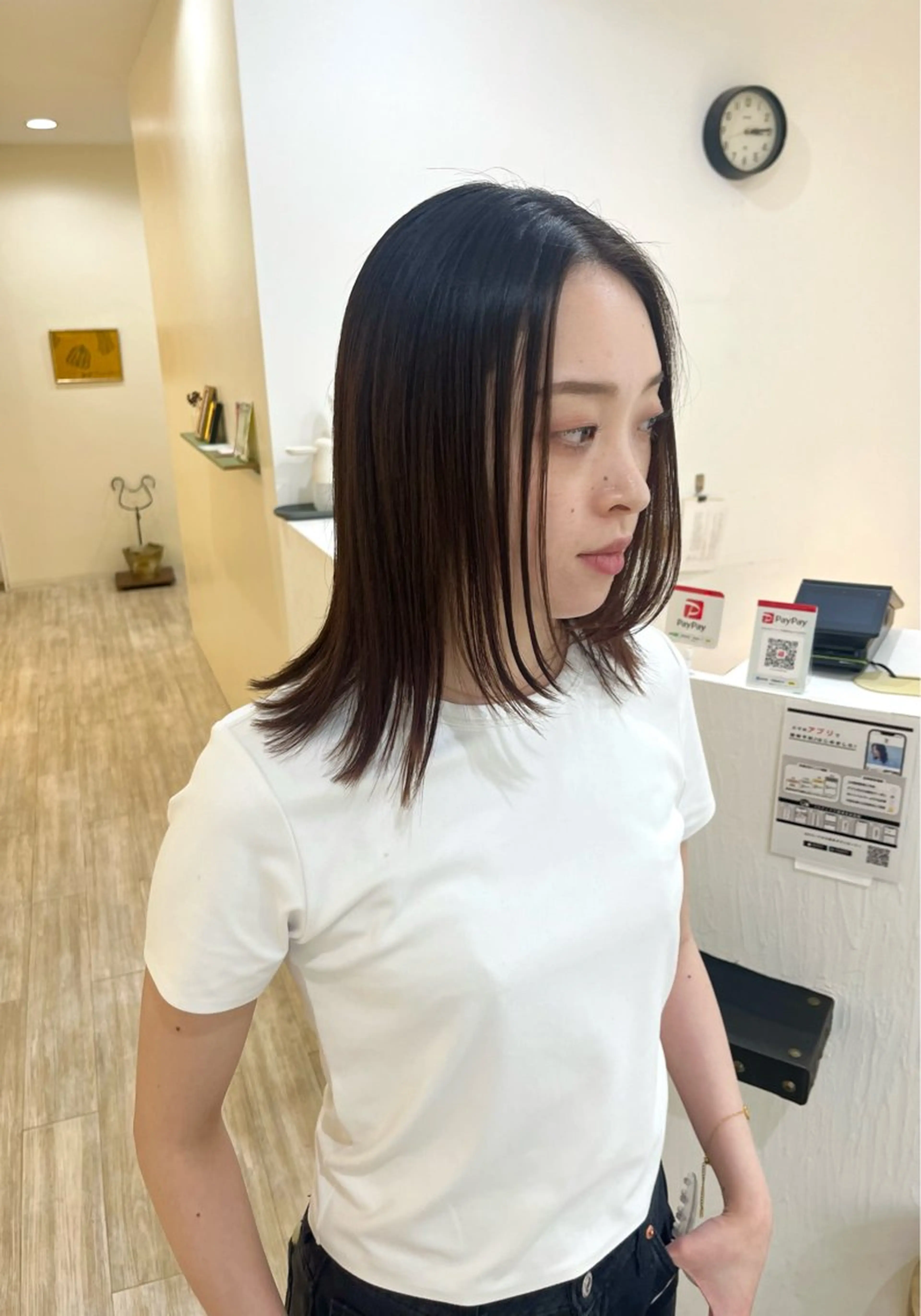 ミディアム パーマ カット 縮毛矯正 トリートメント つぼみ/パーマ ／レイヤー／ボブのヘアスタイル