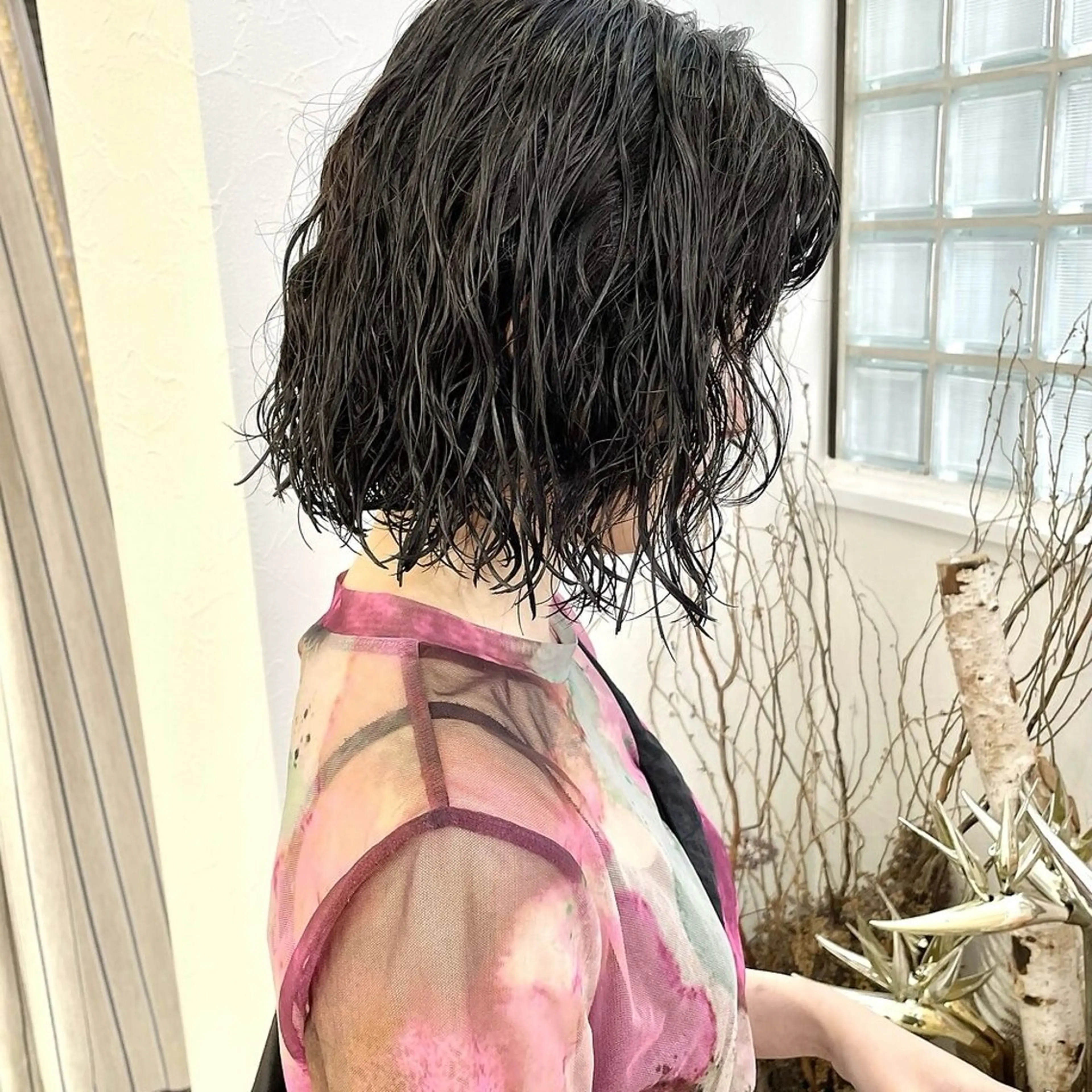 ミディアム パーマ ミディアムパーマ ボブ カット ヘアカラー トリートメント YUKO/ 似合わせ韓国風パーマのヘアスタイル