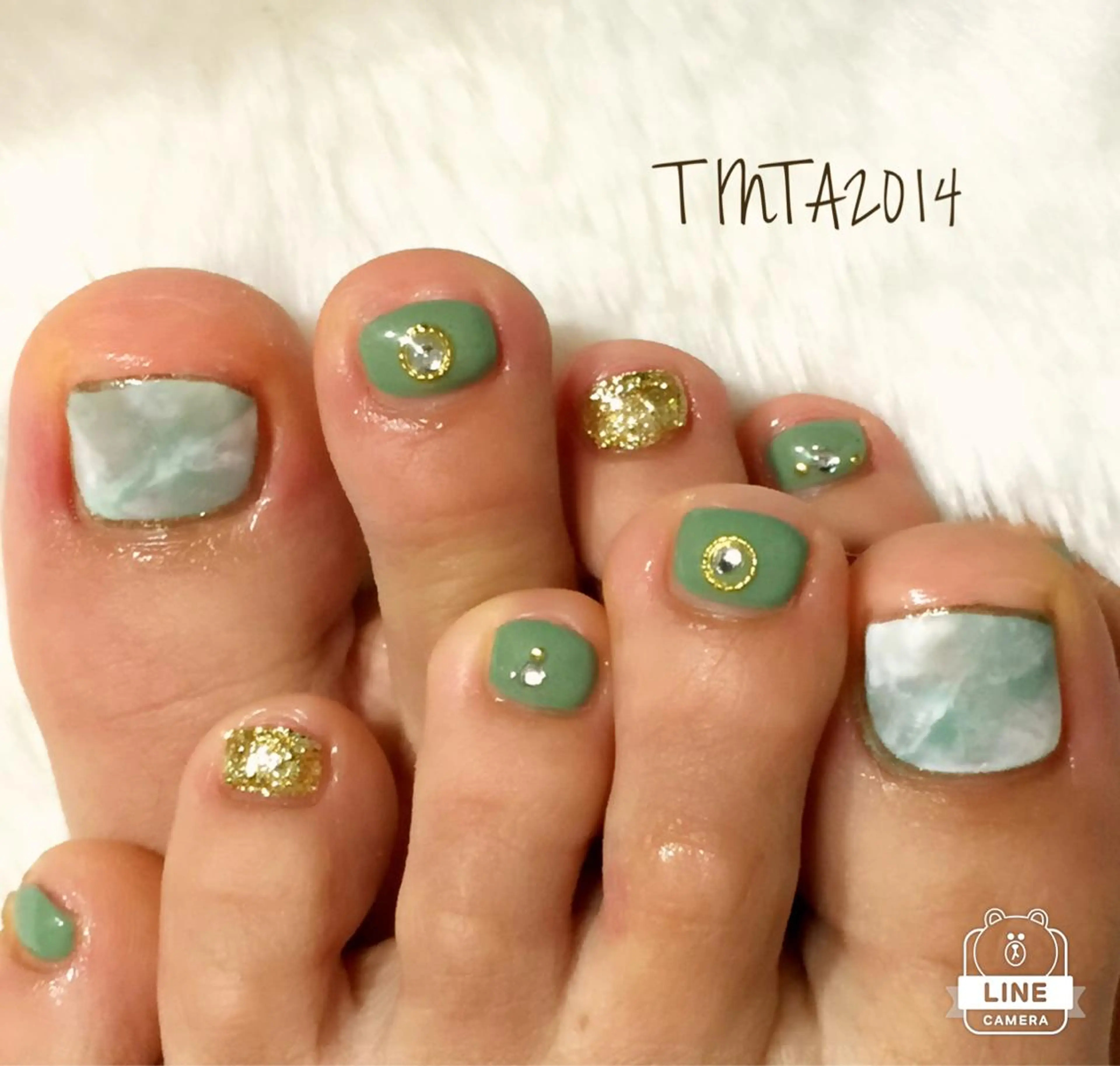 ネイル グリーン 大理石ネイル(マーブル) ネイルサロン ティンタ所属・馬場 典子のネイルデザイン