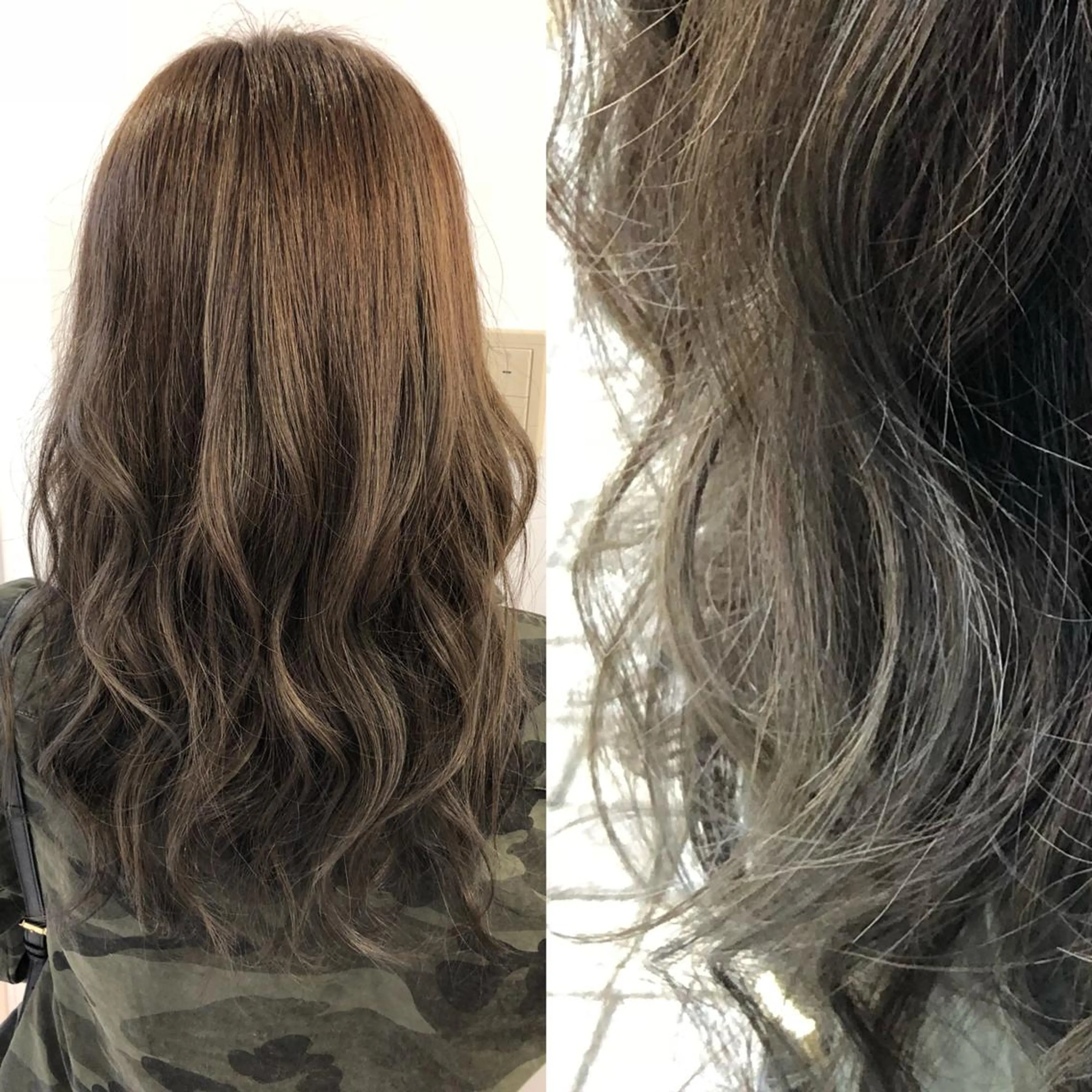 セミロング カラー アッシュ アッシュグレー グラデーションカラー 北村 ひとみのヘアスタイル