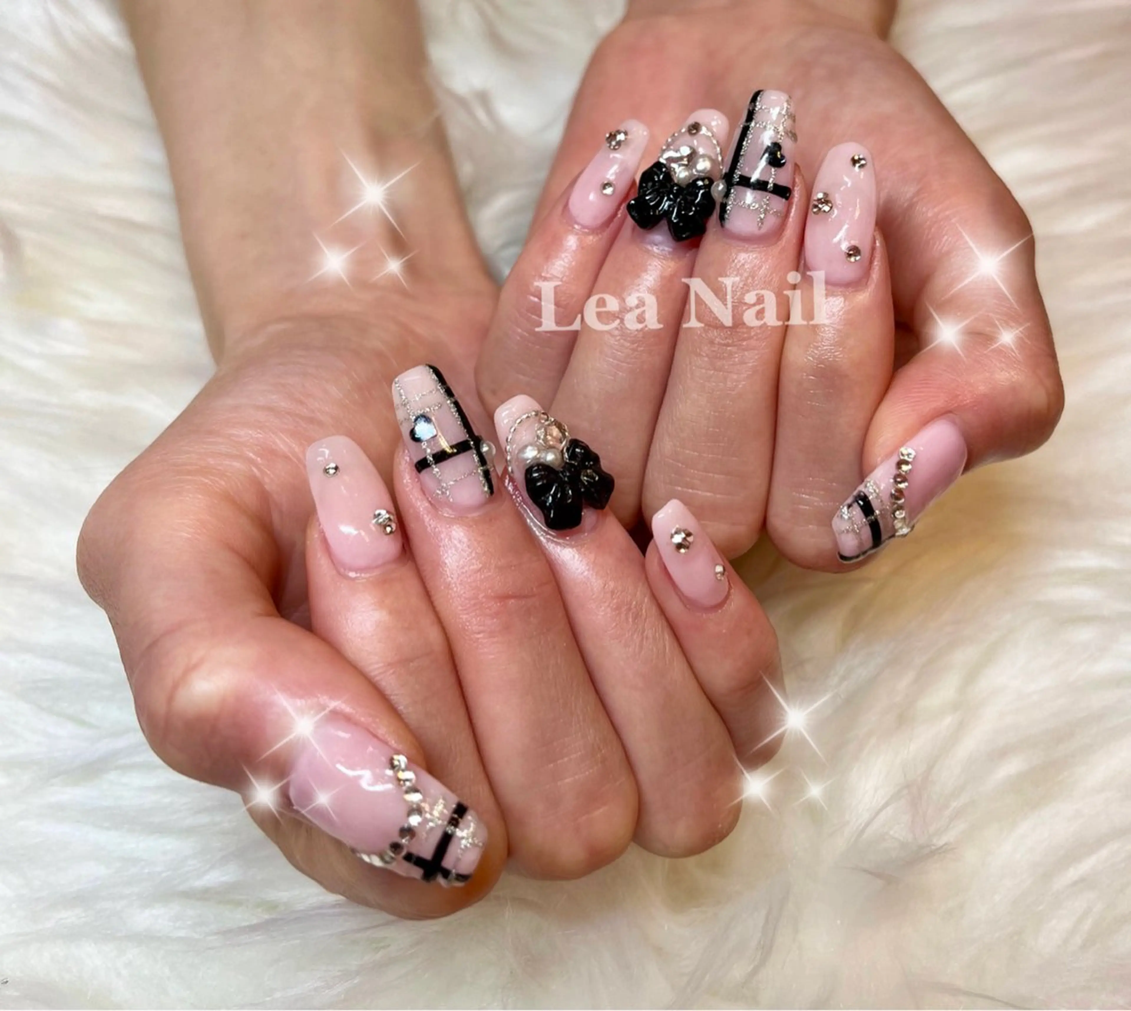 ネイル アートネイル 持ち込み ピンク リボン Lea Nailのネイルデザイン
