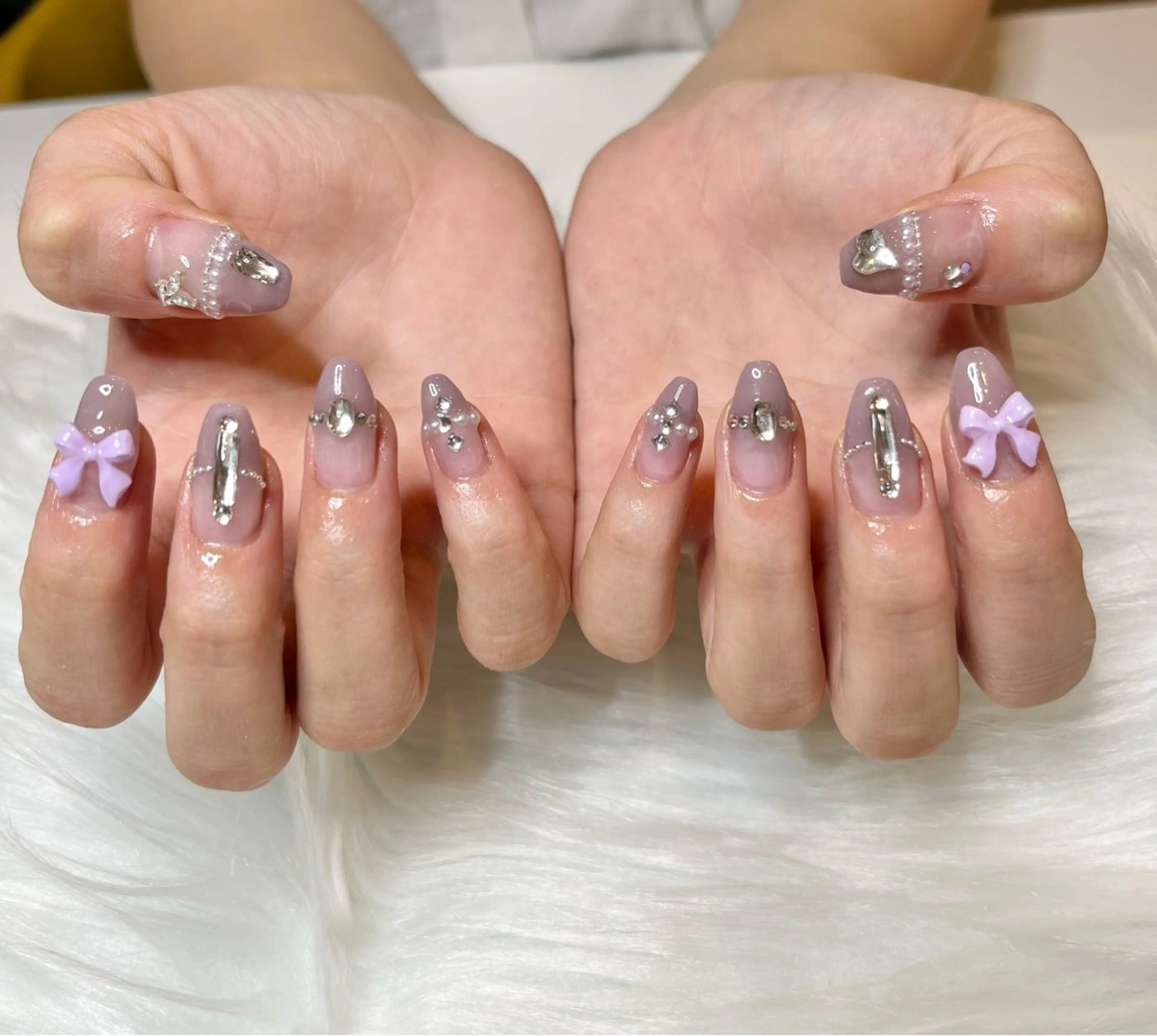 ネイル キラキラネイル パープル リボン D'accord〜ダコード〜所属・D'accord Megumiのネイルデザイン