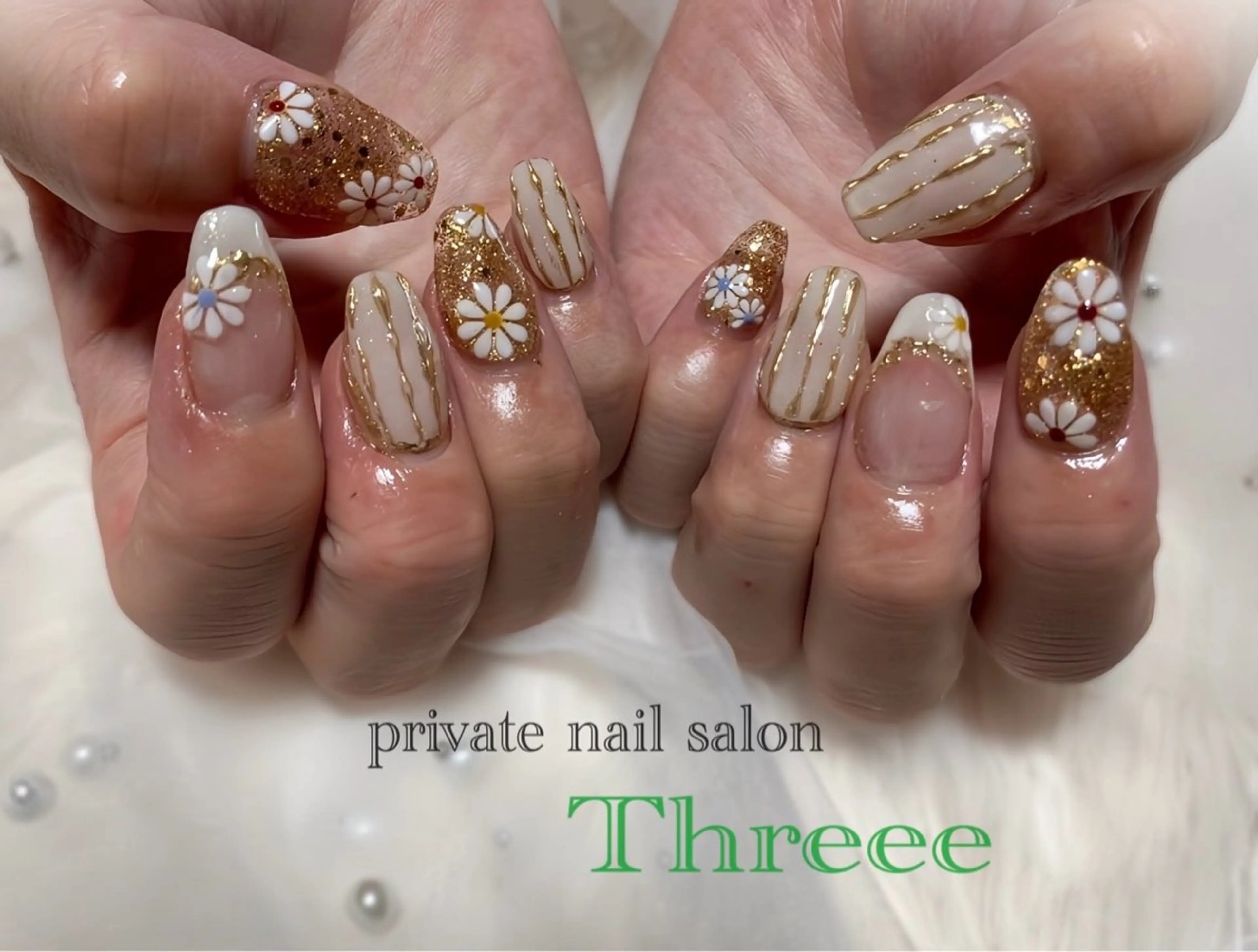 ネイル フラワーネイル ハンドネイル Nail salon - Threee　-のネイルデザイン
