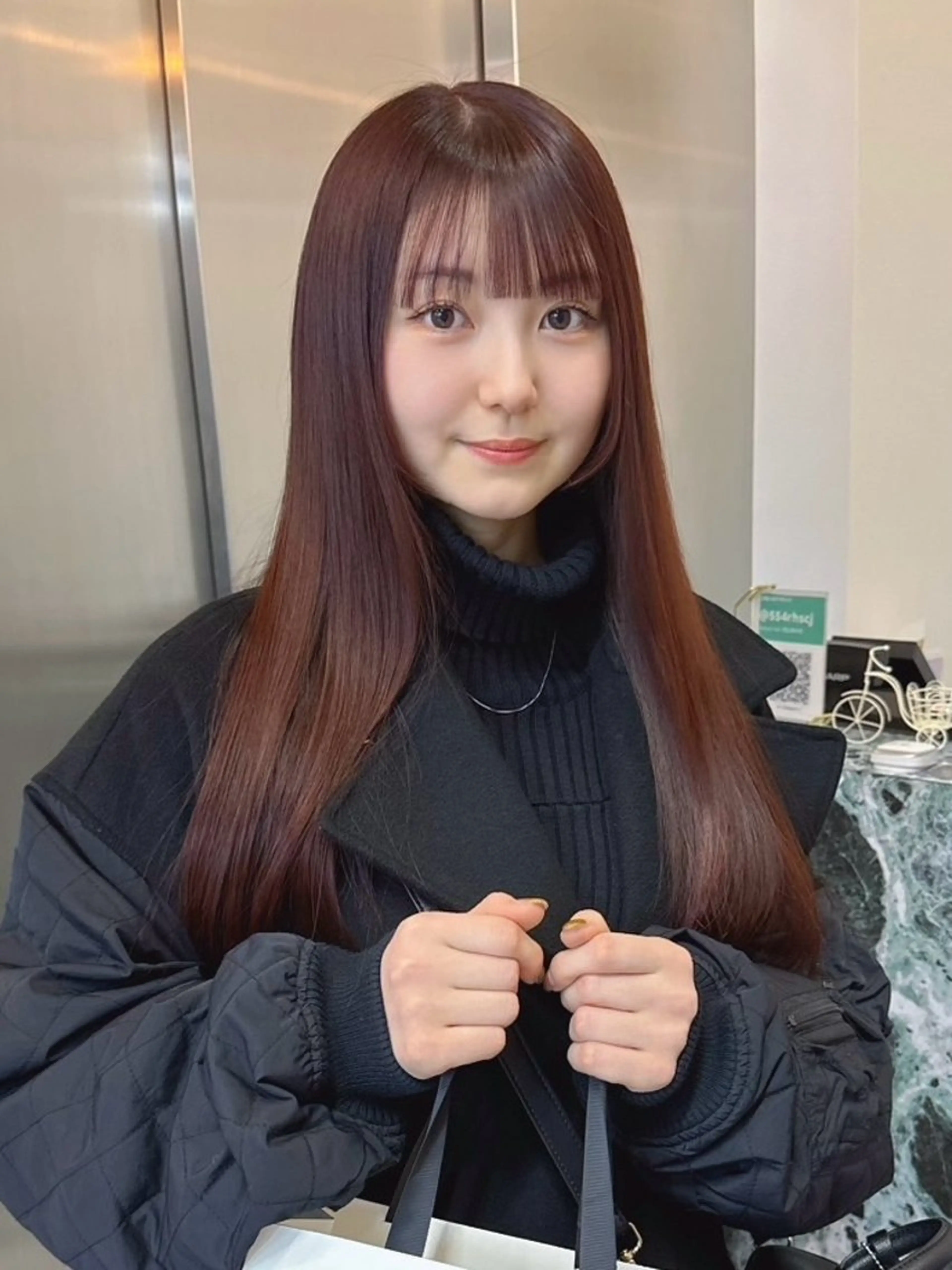 ロング カット 縮毛矯正 トリートメント 韓国/ワンホンヘア 髪質改善/MaCoのヘアスタイル