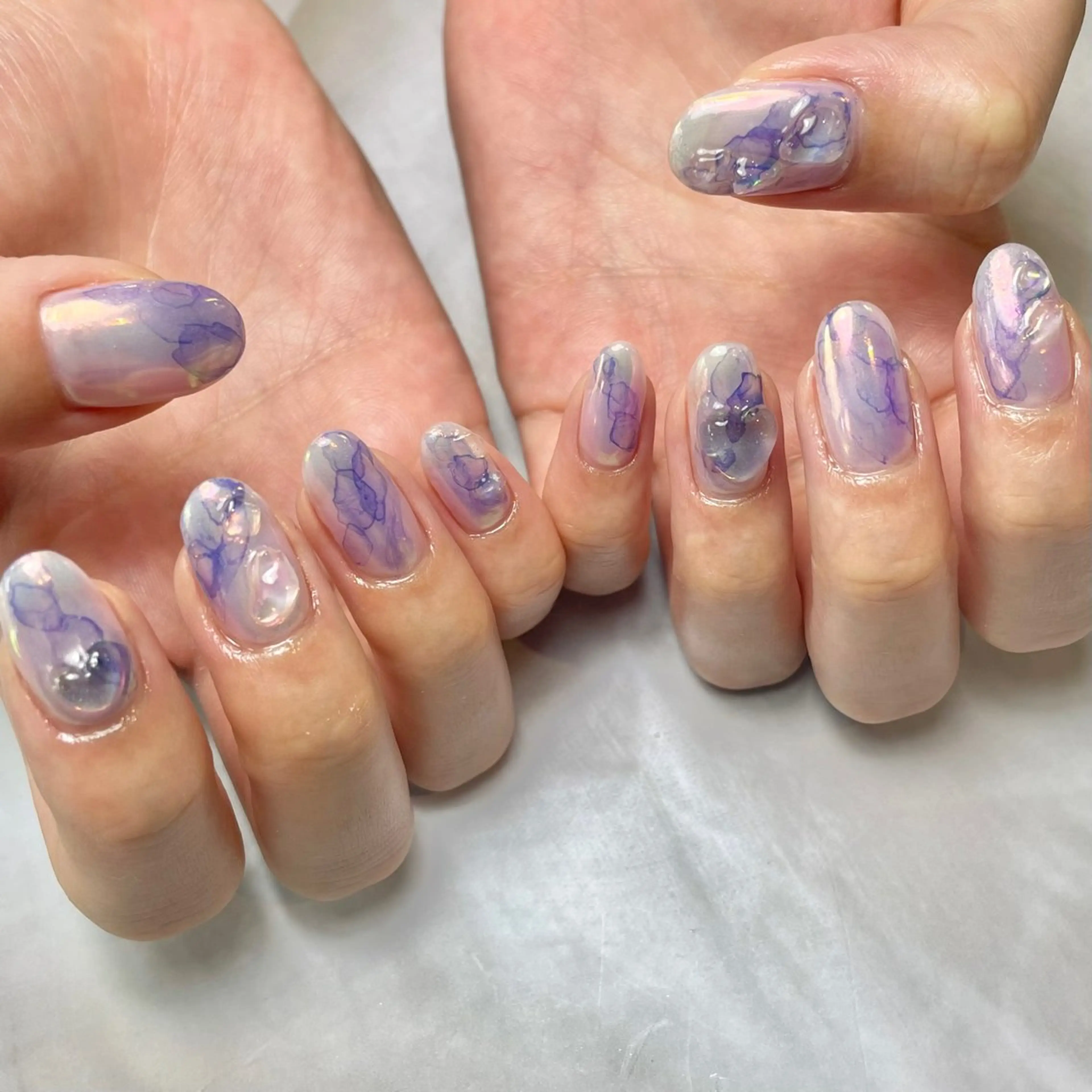 ネイル アートネイル オーロラネイル ニュアンスネイル ストーンネイル ハンドネイル Reflection marikoのネイルデザイン