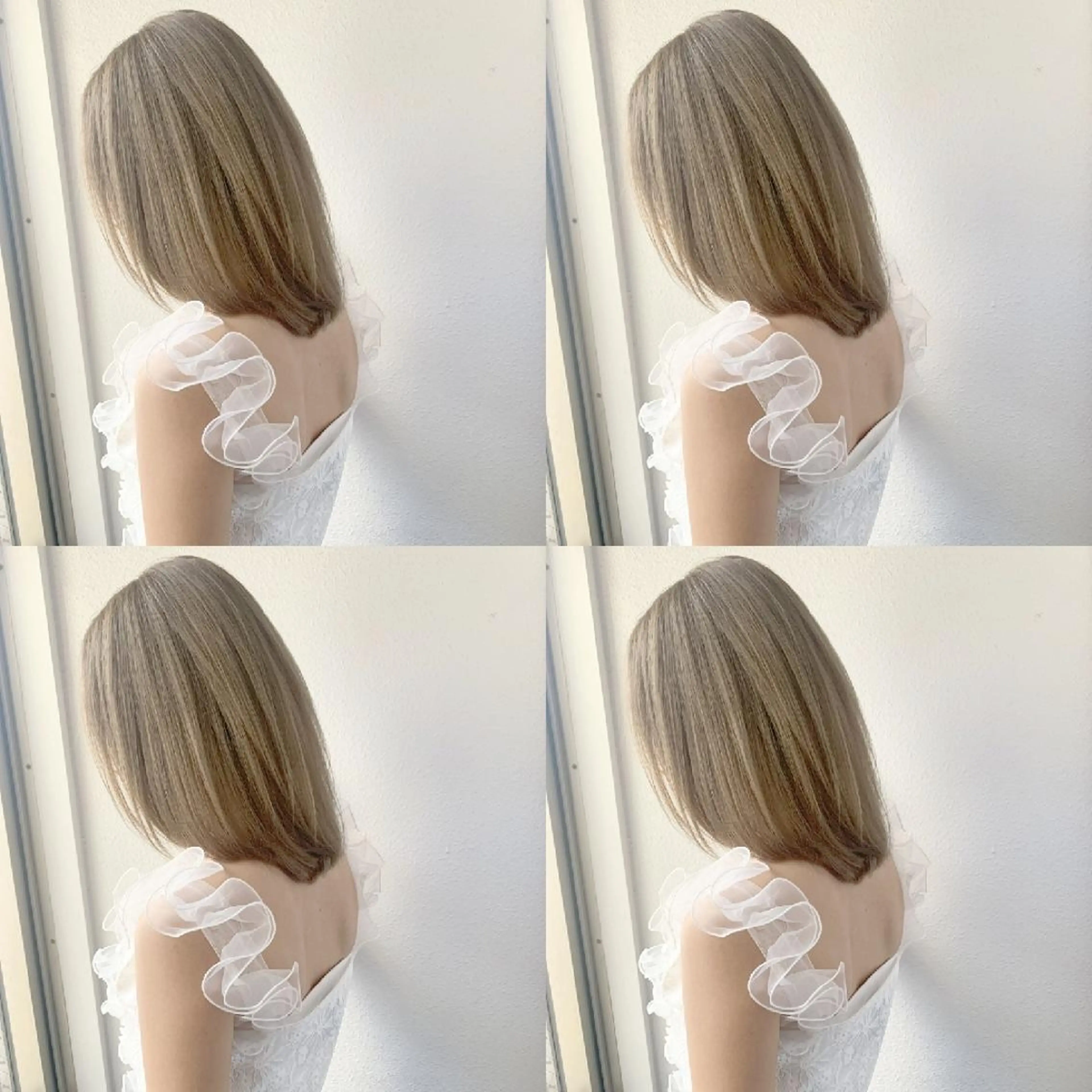 ミディアム ヘアアレンジ カラー ブリーチ カット ヘアカラー 竹内啓太 ボブのヘアスタイル