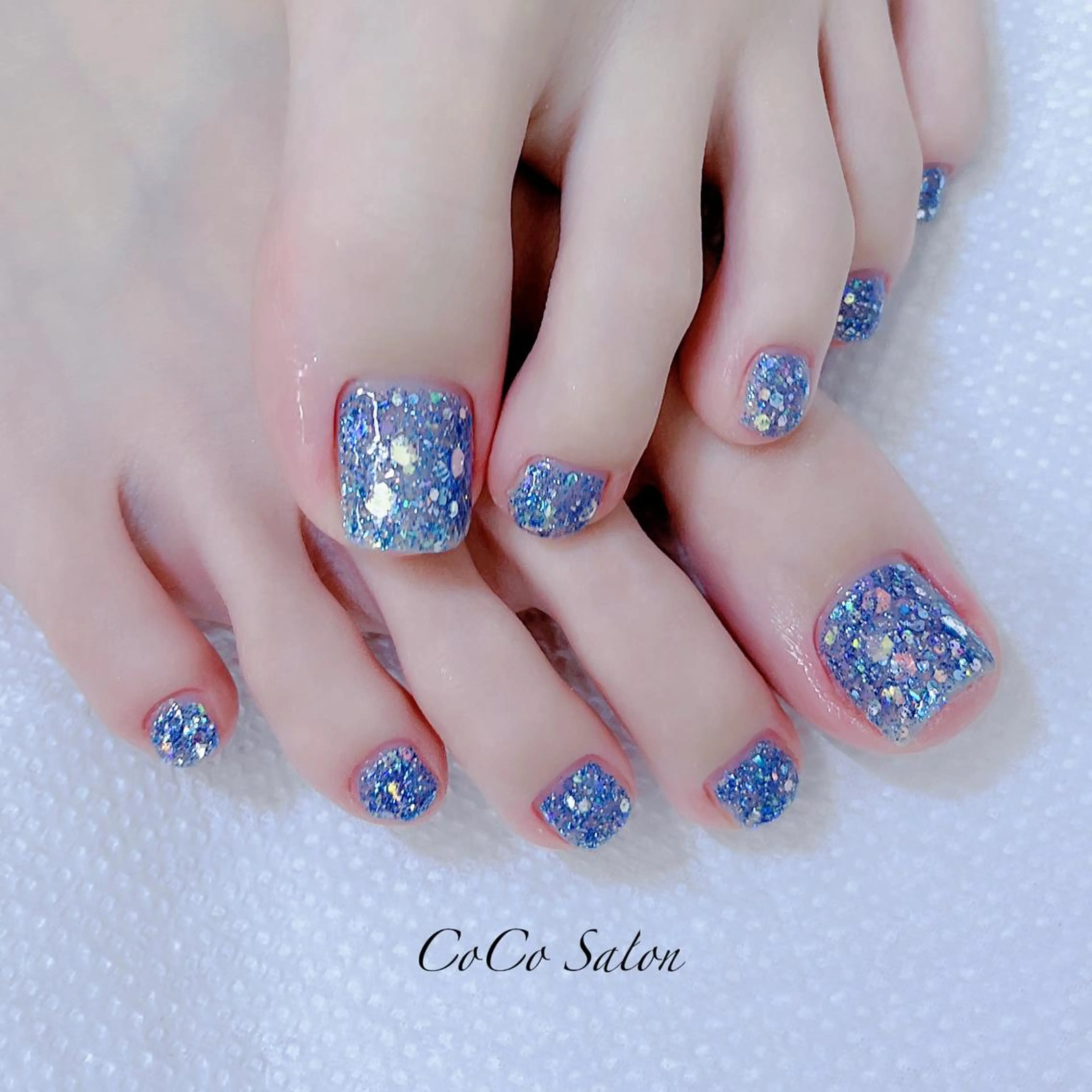 ネイル オーロラネイル 成人式 長さ出し フットネイル ジェルネイル フットネイル CoCoSalon ネイル/まつ毛予約のネイルデザイン