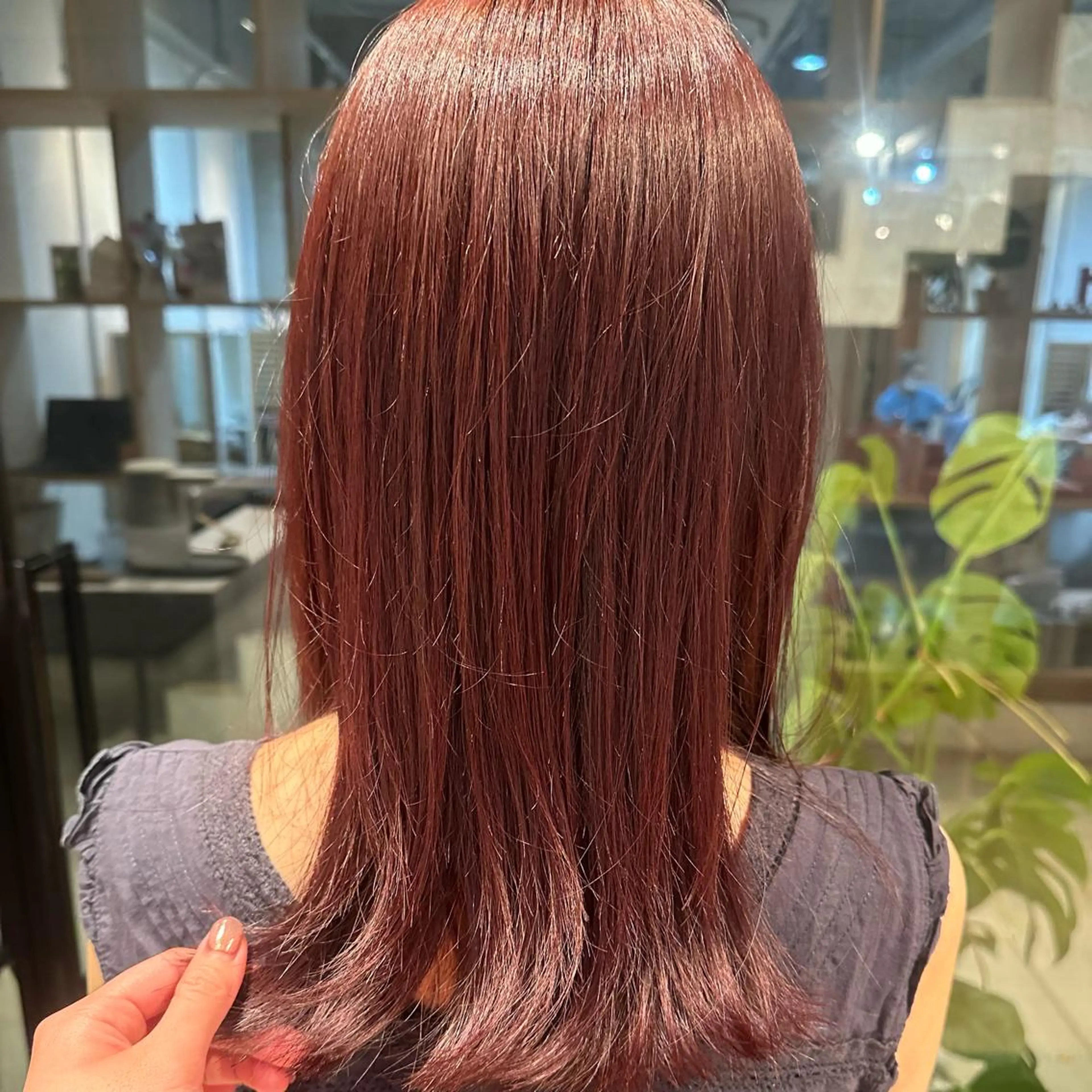 ミディアム カラー カシス ダブルカラー ピンクカラー レッドカラー ボブ/レイヤー/ニュ アンスパーマ/小夏のヘアスタイル