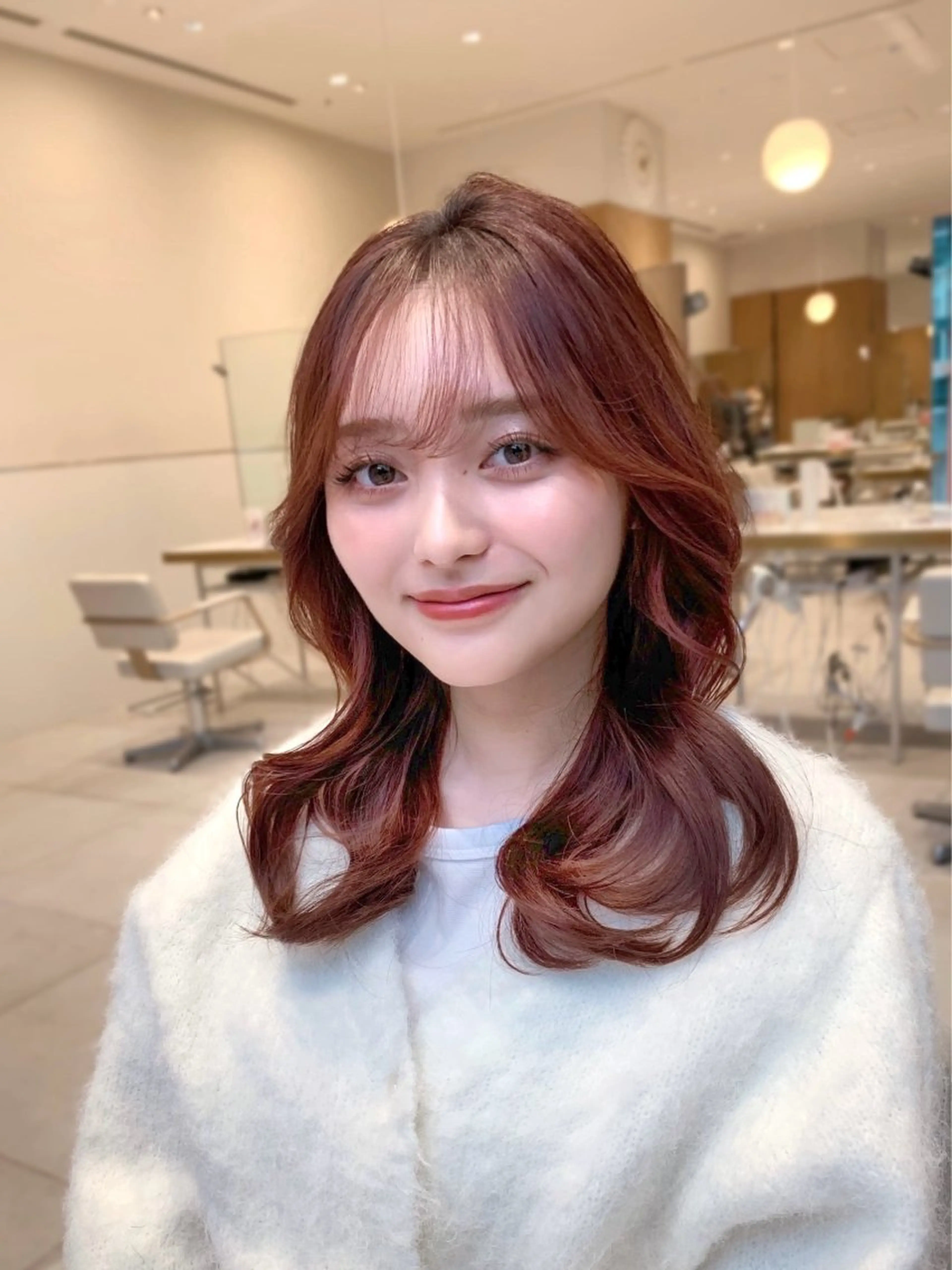 ミディアム カラー カット ヘアカラー トリートメント ヘッドスパ ヘアセット 韓国ヘア/レイヤー/ 顔まわり/りょーとのヘアスタイル