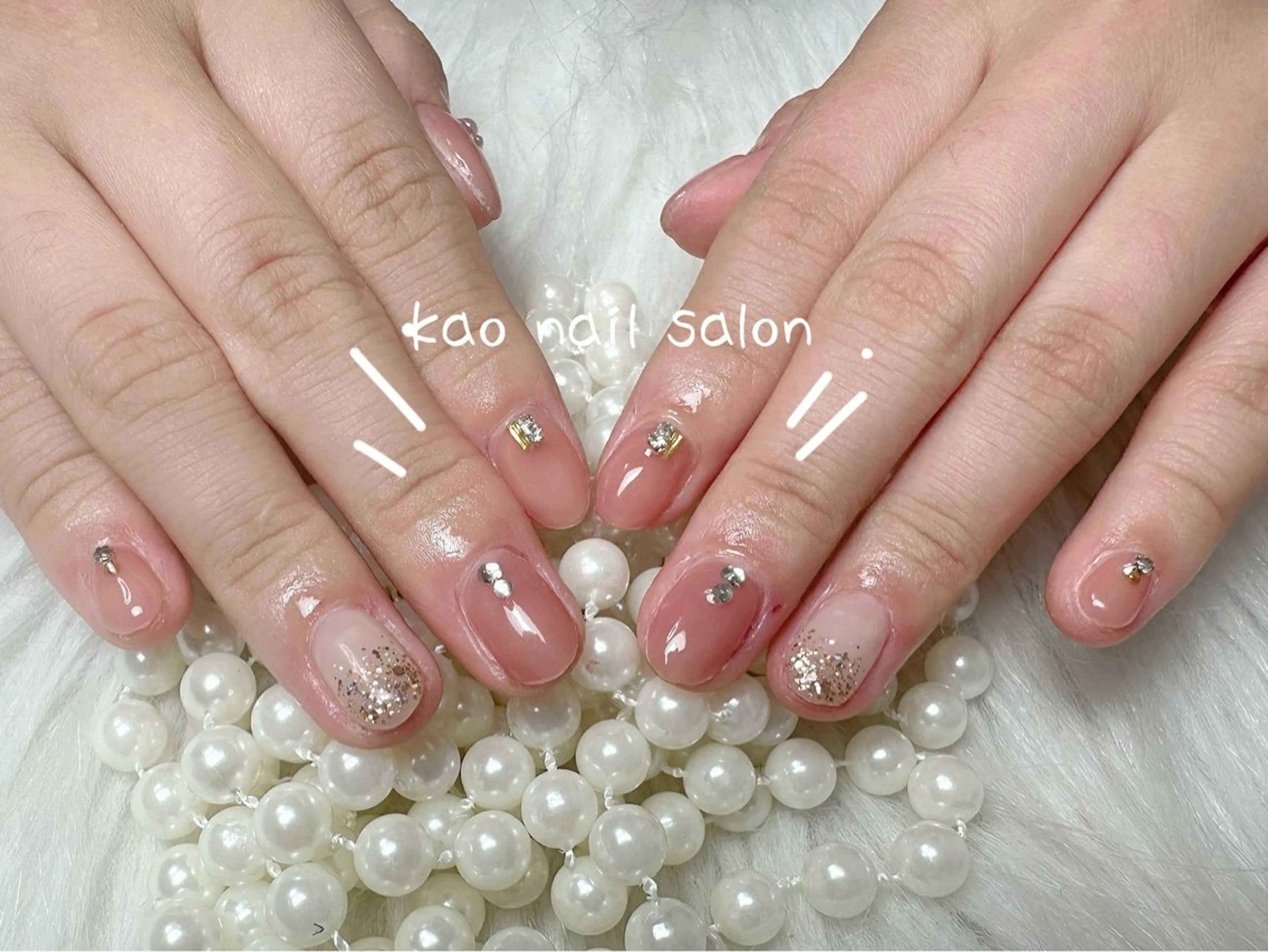 ネイル チークネイル 長さ出し フレンチネイル ジェルネイル ガラスフレンチ ハンドネイル kao nail マグネット/長さだしのネイルデザイン