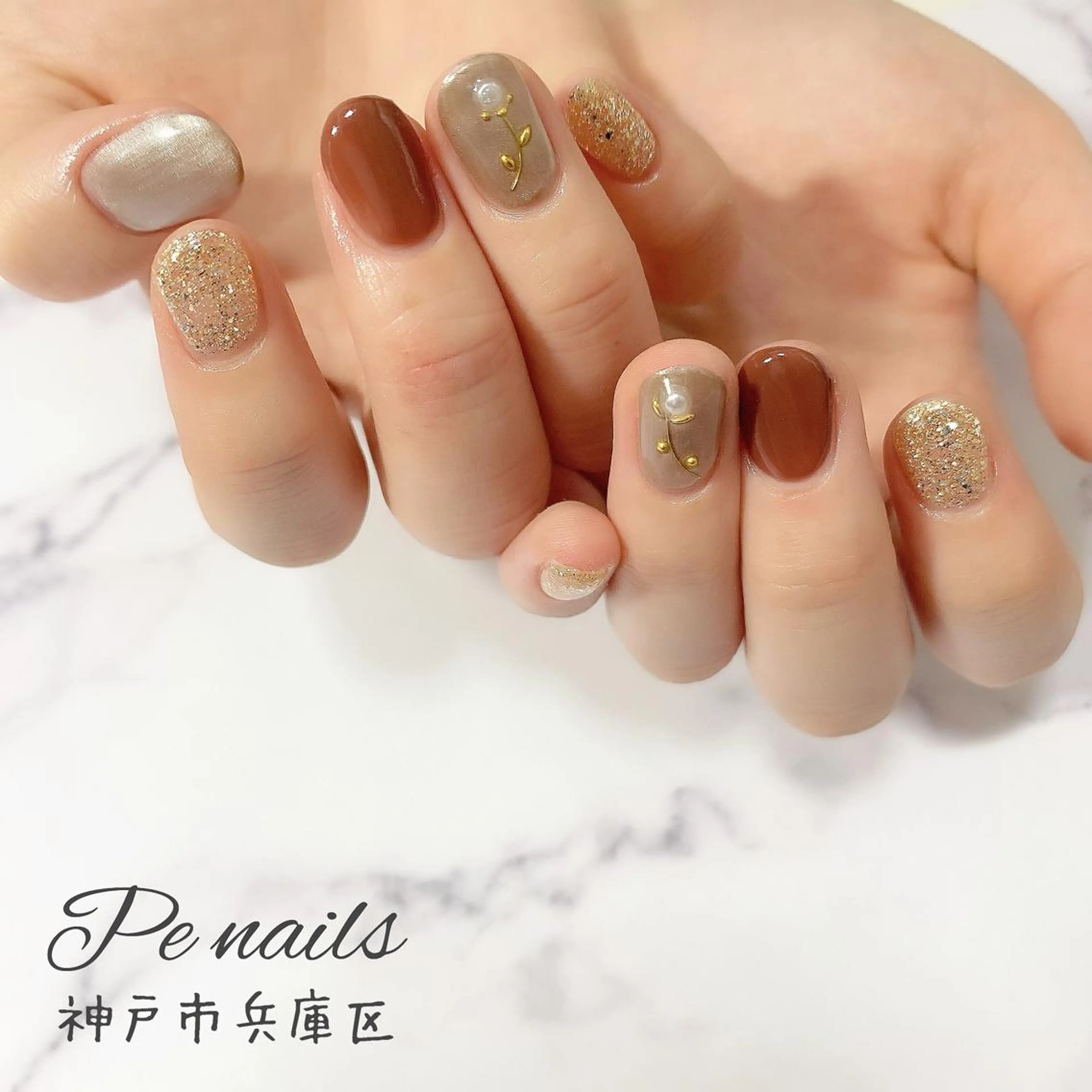 ネイル ハンドネイル 神戸駅ネイルサロン PE NAILSのネイルデザイン