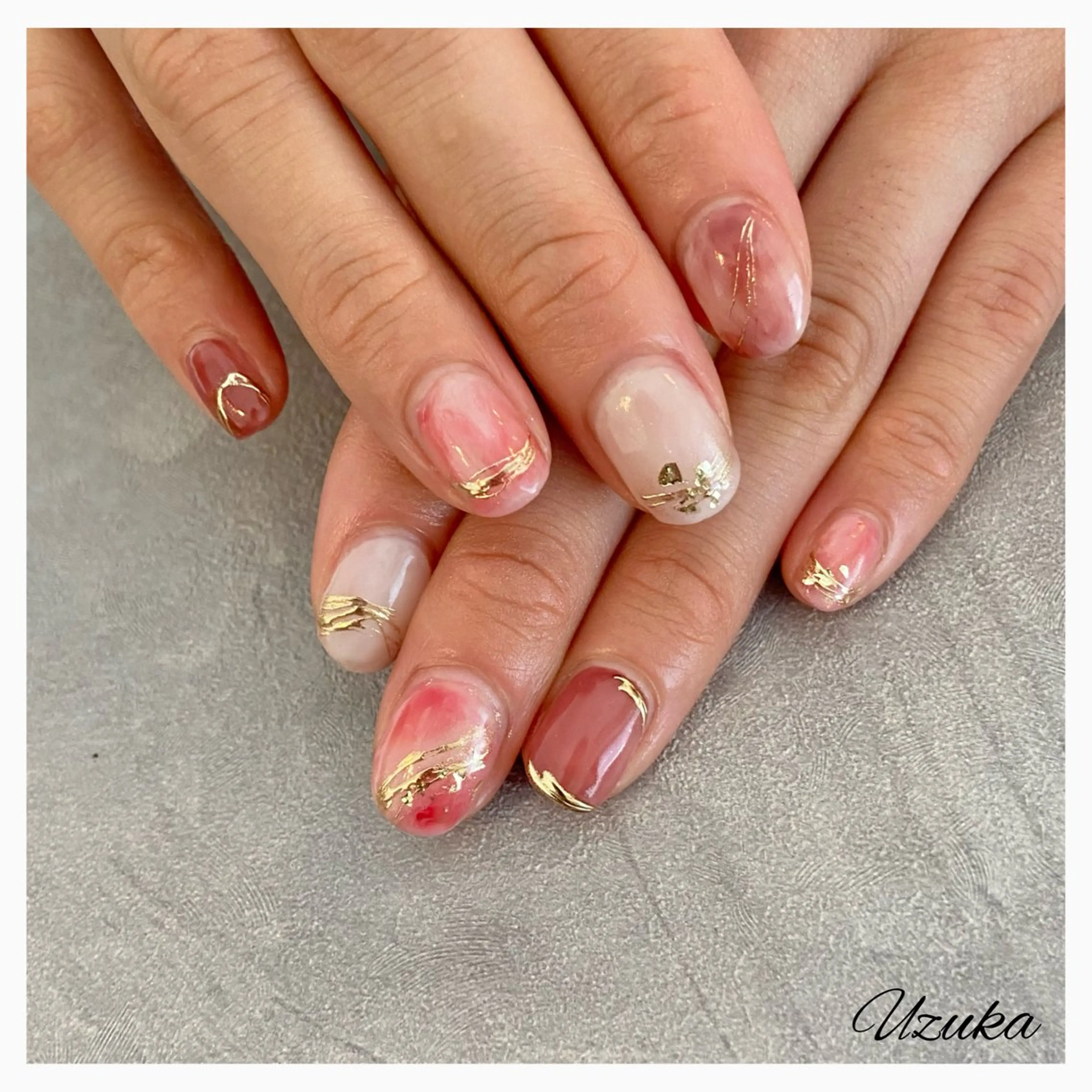 ネイル ミラーネイル ニュアンスネイル ピンク 【 enn 】 Uzuka Yukaのネイルデザイン