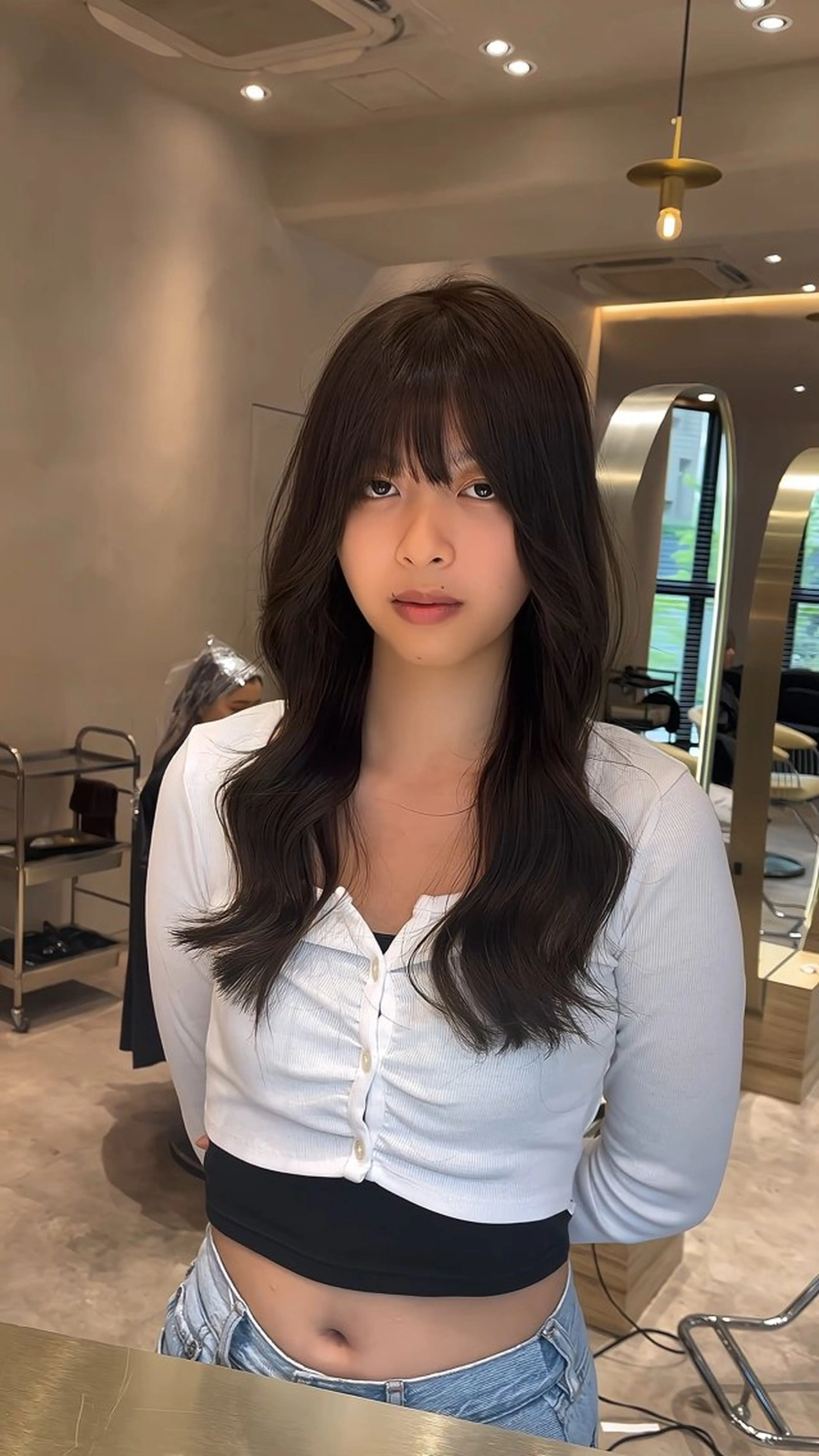 ロング カット ヘアカラー トリートメント 韓国ヘア/ベージュ カラー/髪質改善/涼のヘアスタイル