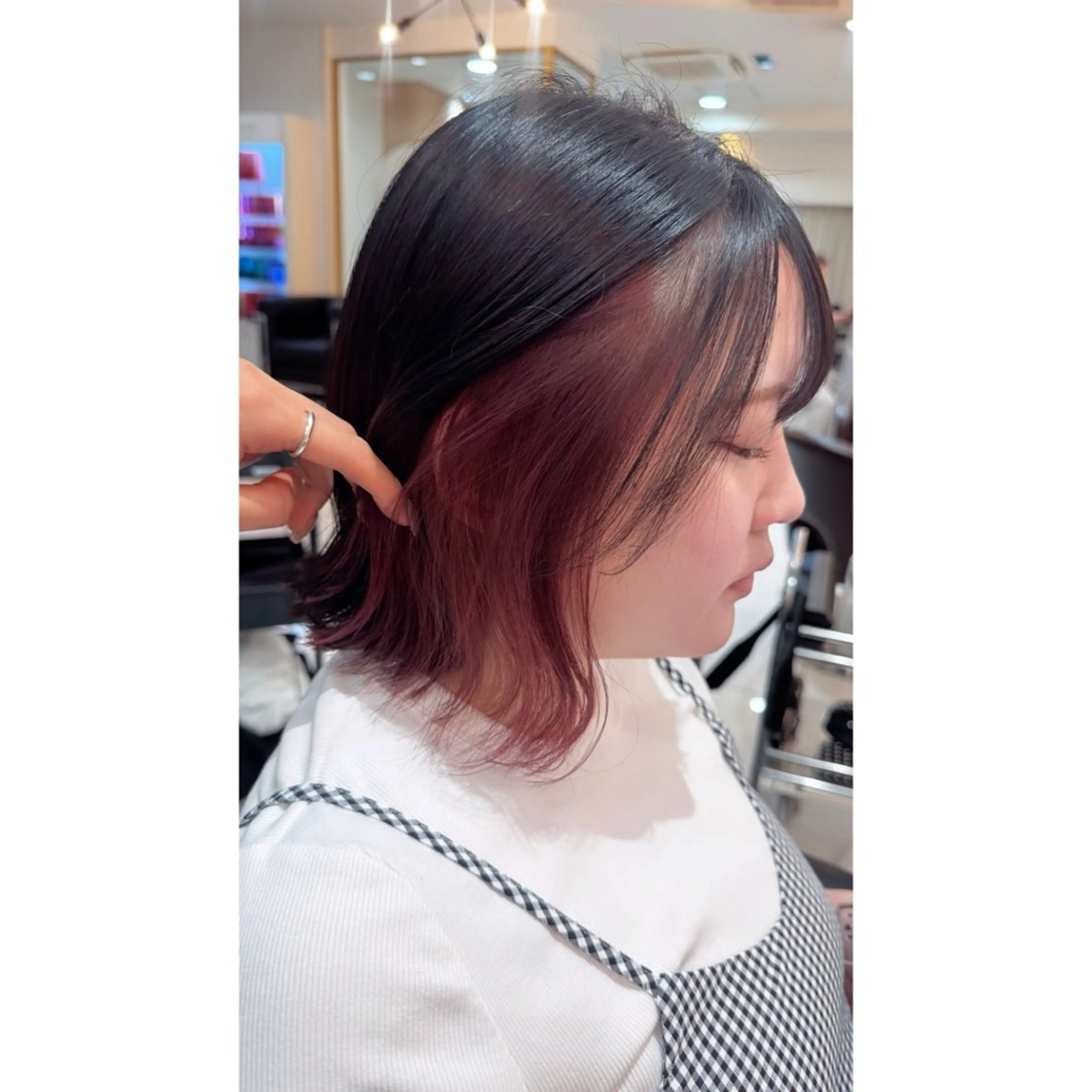 ミディアム カラー レッドカラー ヘアカラー トリートメント beaute錦糸町 🦖⋆͛yuka💚のヘアスタイル