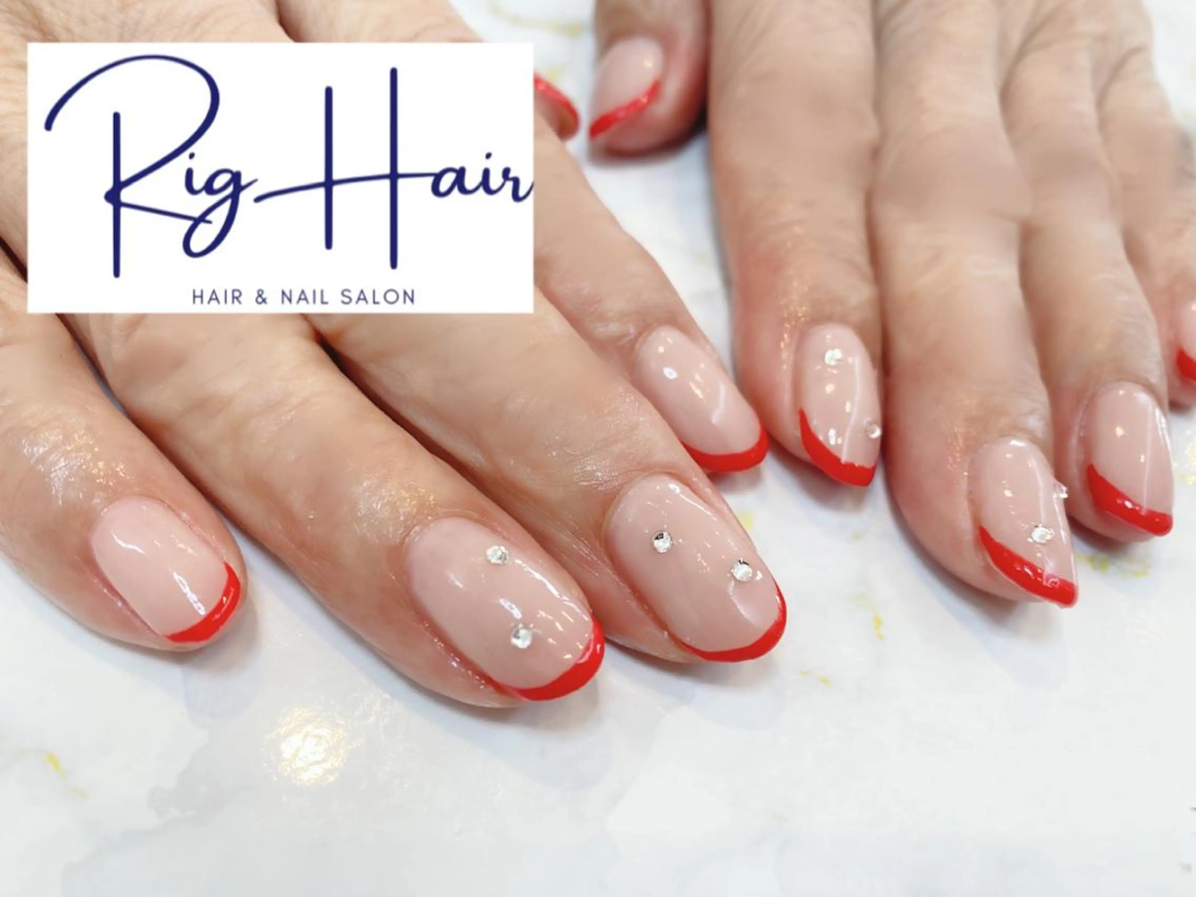 ネイル フレンチネイル 赤色 RigHair所属・RigHair MIZUHOのネイルデザイン