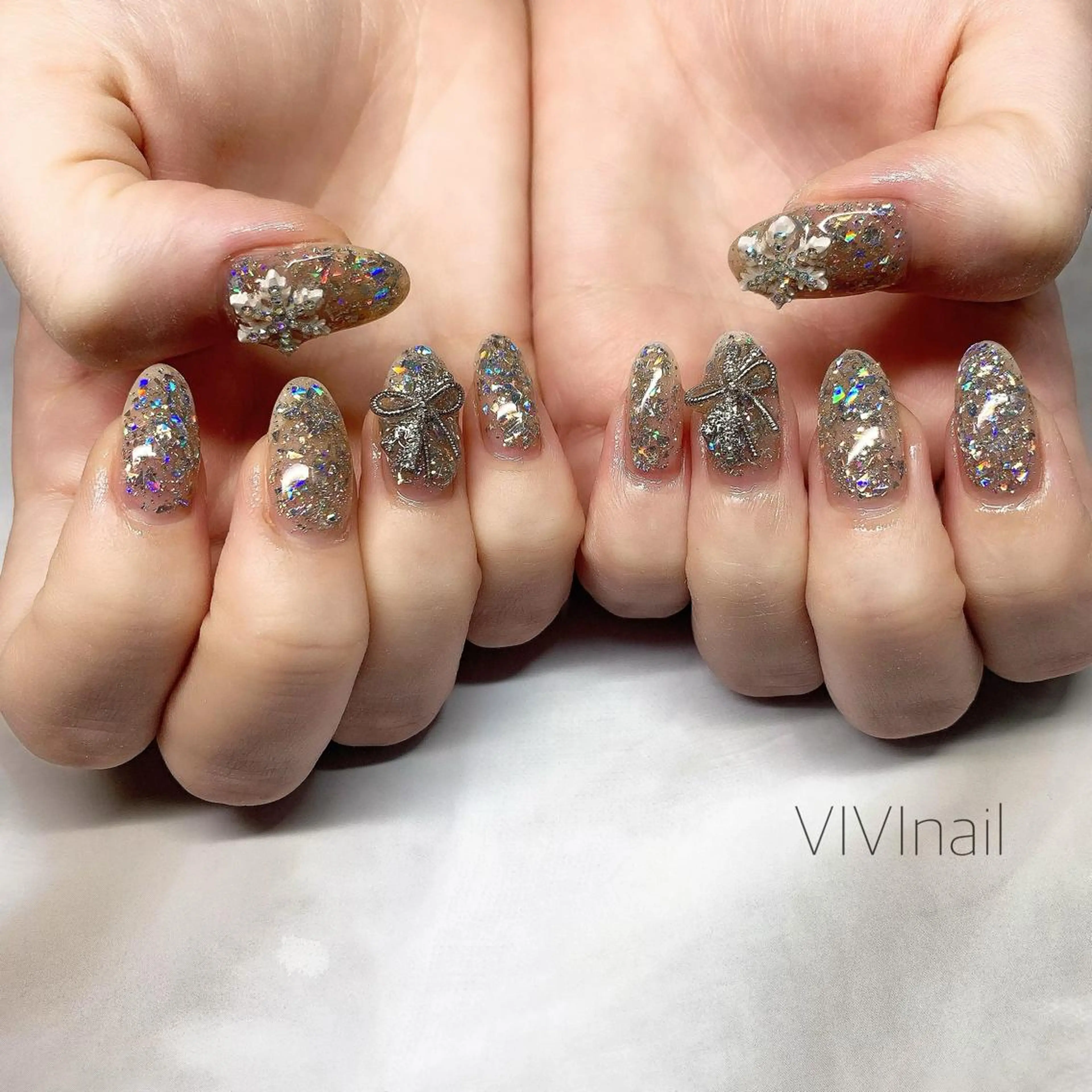 ネイル リボン ハンドネイル vivi nailのネイルデザイン