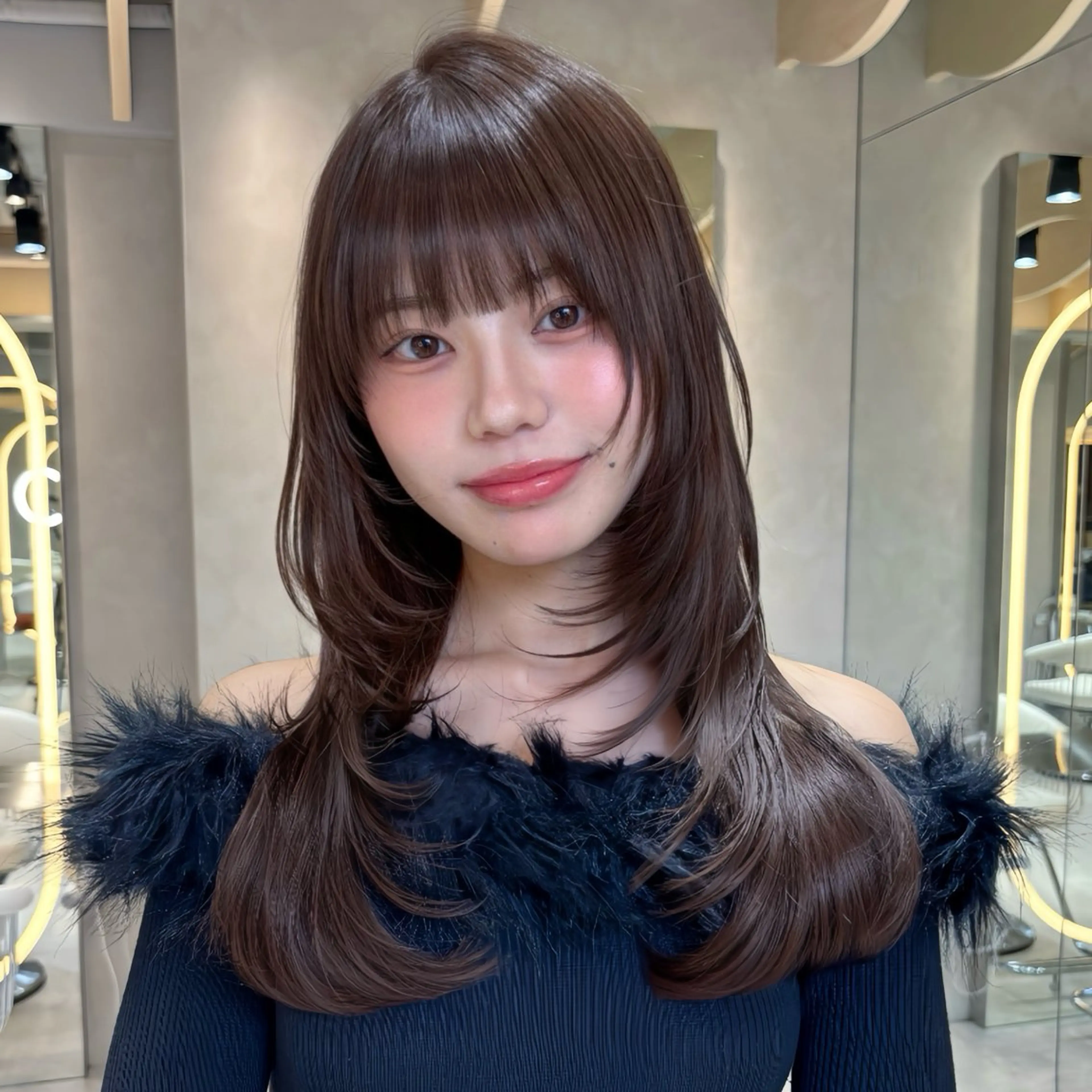 ロング カラー ブラウンカラー 顔周りカット レイヤーカット カット ヘアカラー トリートメント 韓国レイヤー🇰🇷 /縮毛💎/月音のヘアスタイル