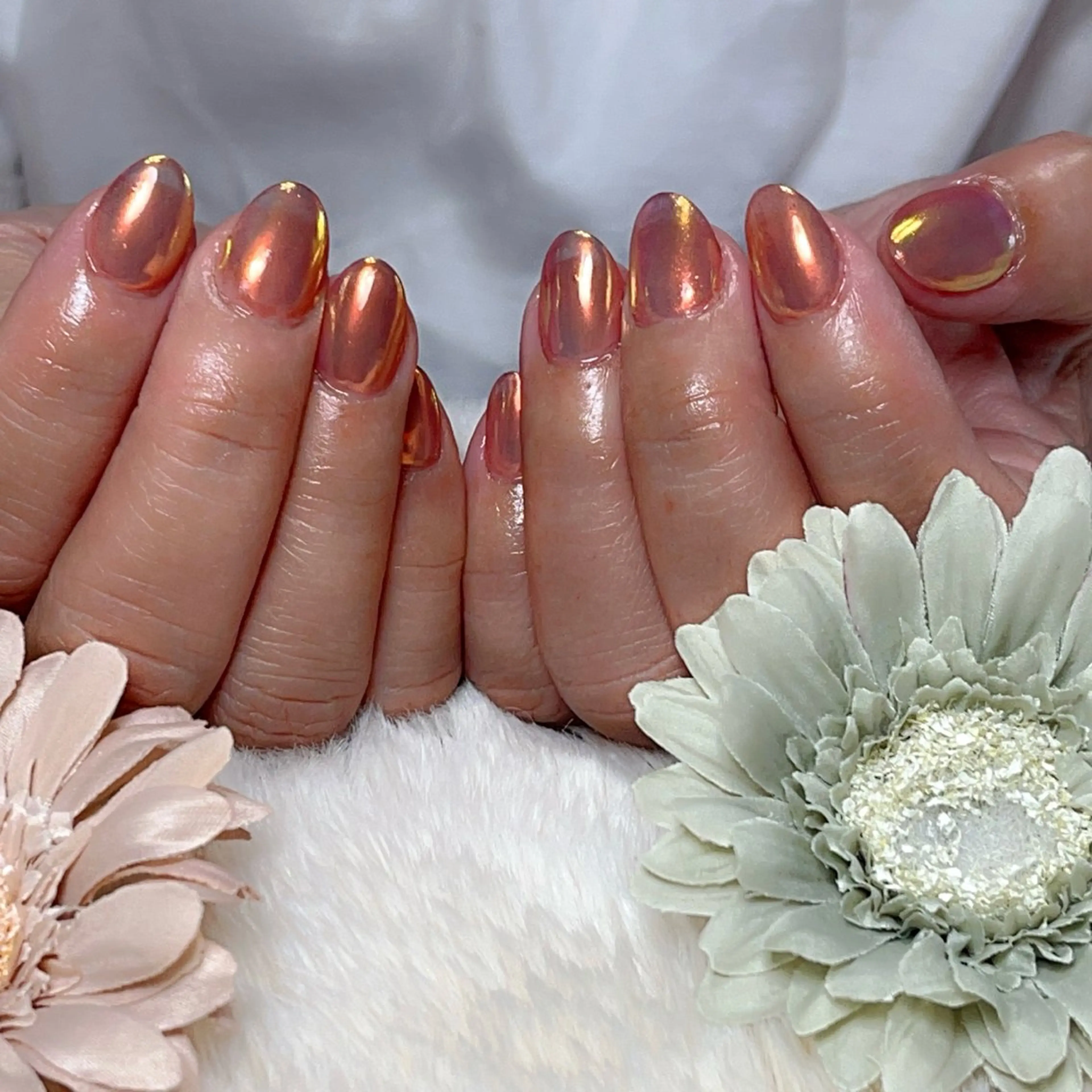 ネイル ミラーネイル ワンカラーネイル 古民家ネイルサロン HANAMU876のネイルデザイン