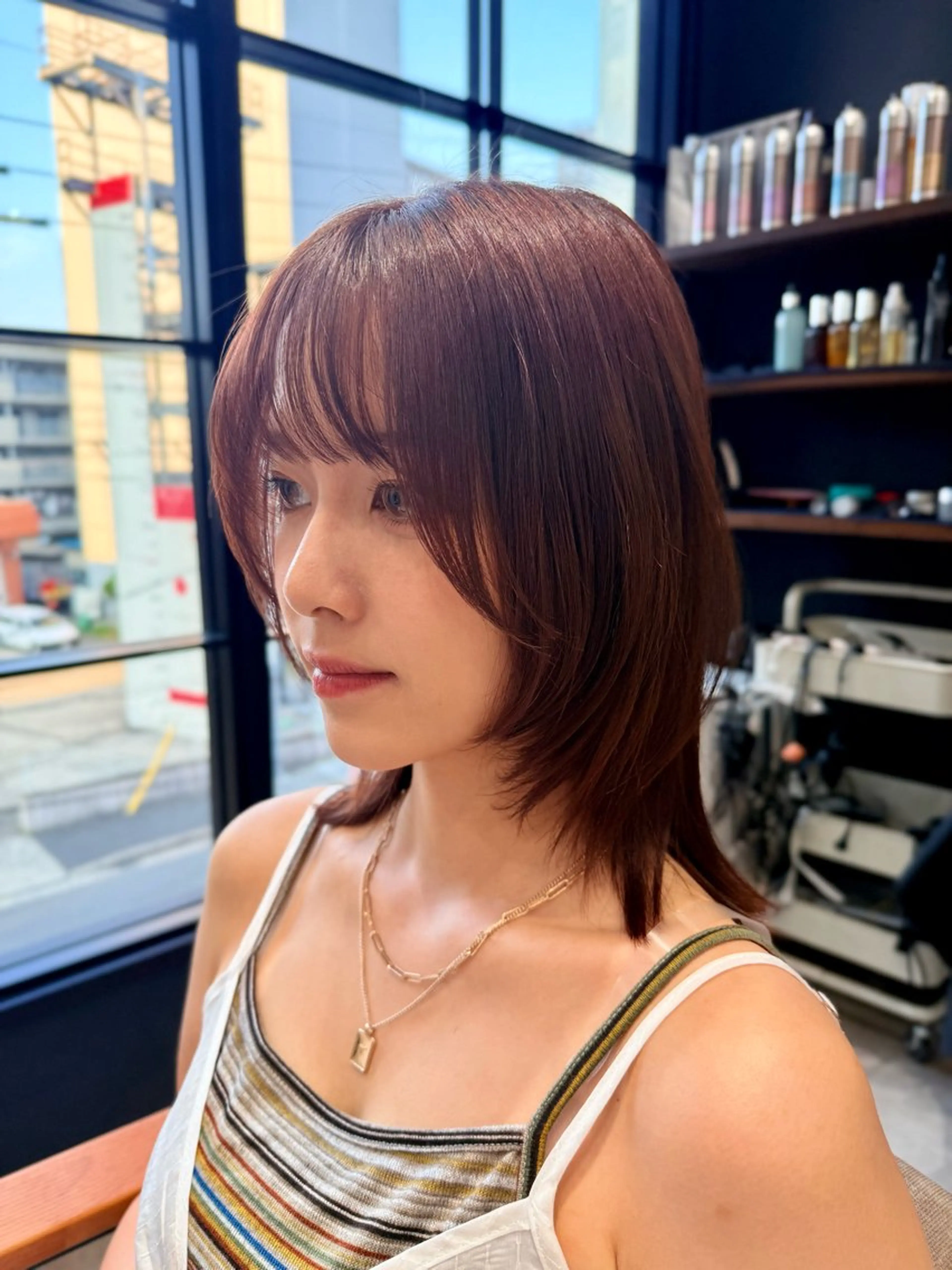 ミディアム カット ヘアカラー トリートメント 舟橋 瑞稀のヘアスタイル