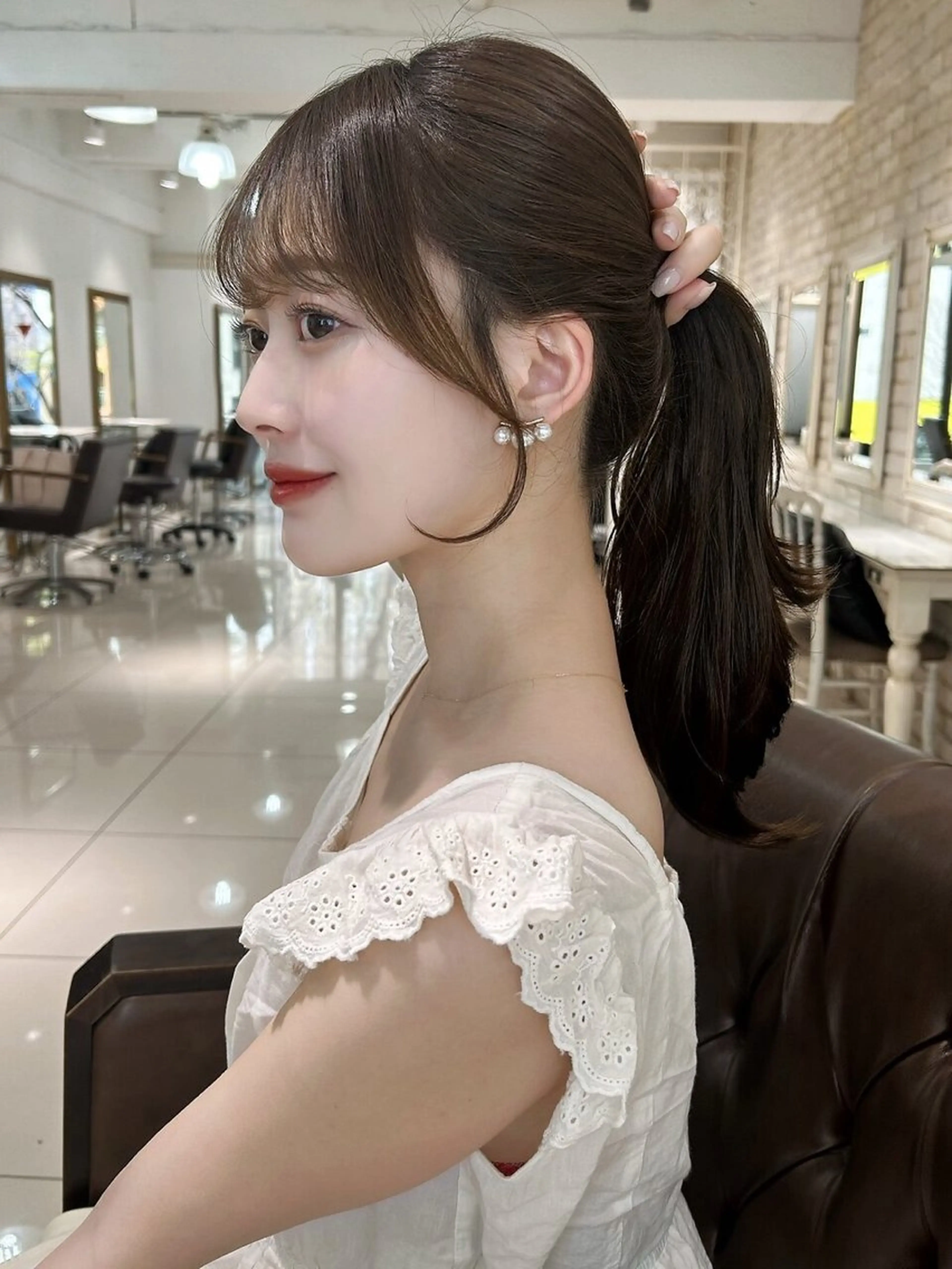 ロング 顔周りカット カット ヘアセット 🤎韓国ヘア ベージュ まゆか🤎のヘアスタイル