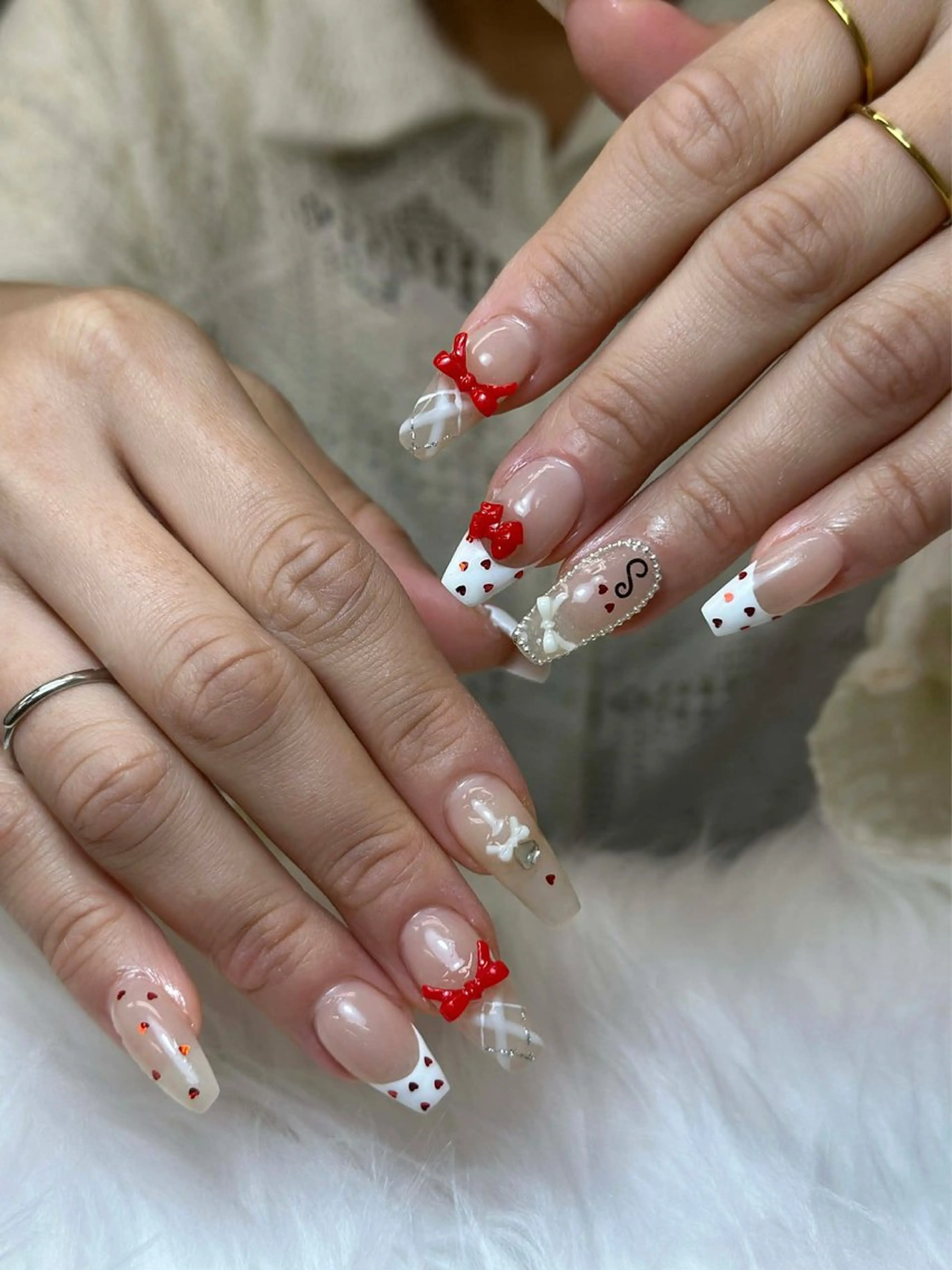 ネイル フレンチネイル ジェルネイル ガーリー 韓国ネイル ロングネイル ハンドネイル NieNail Nezukoのネイルデザイン