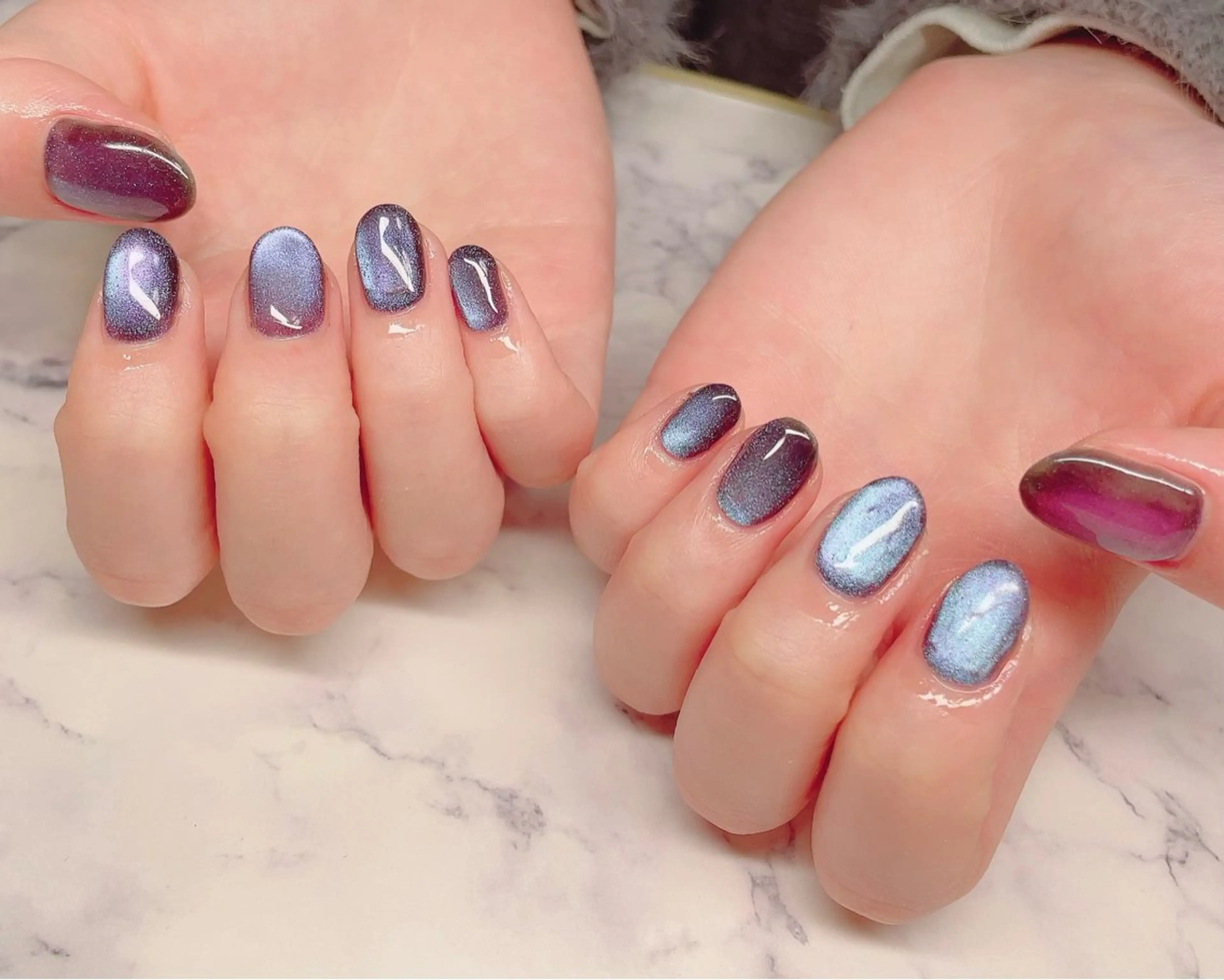 ネイル マグネットネイル ネイビー ハンドネイル NailbyN所属・Nail_by N1のネイルデザイン