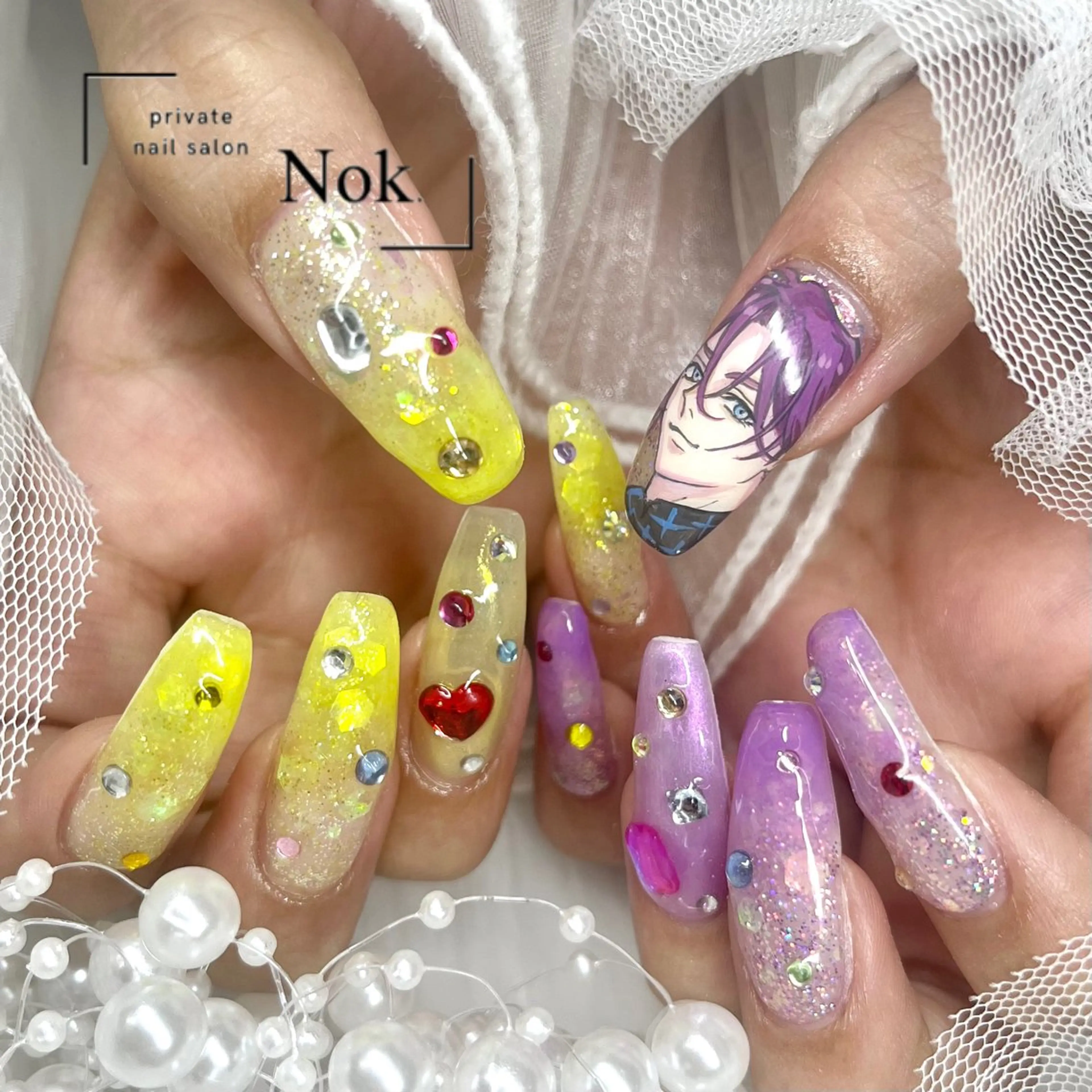 ネイル ストーンネイル ハンドネイル 池袋痛ネイル Nok. 渡辺のネイルデザイン