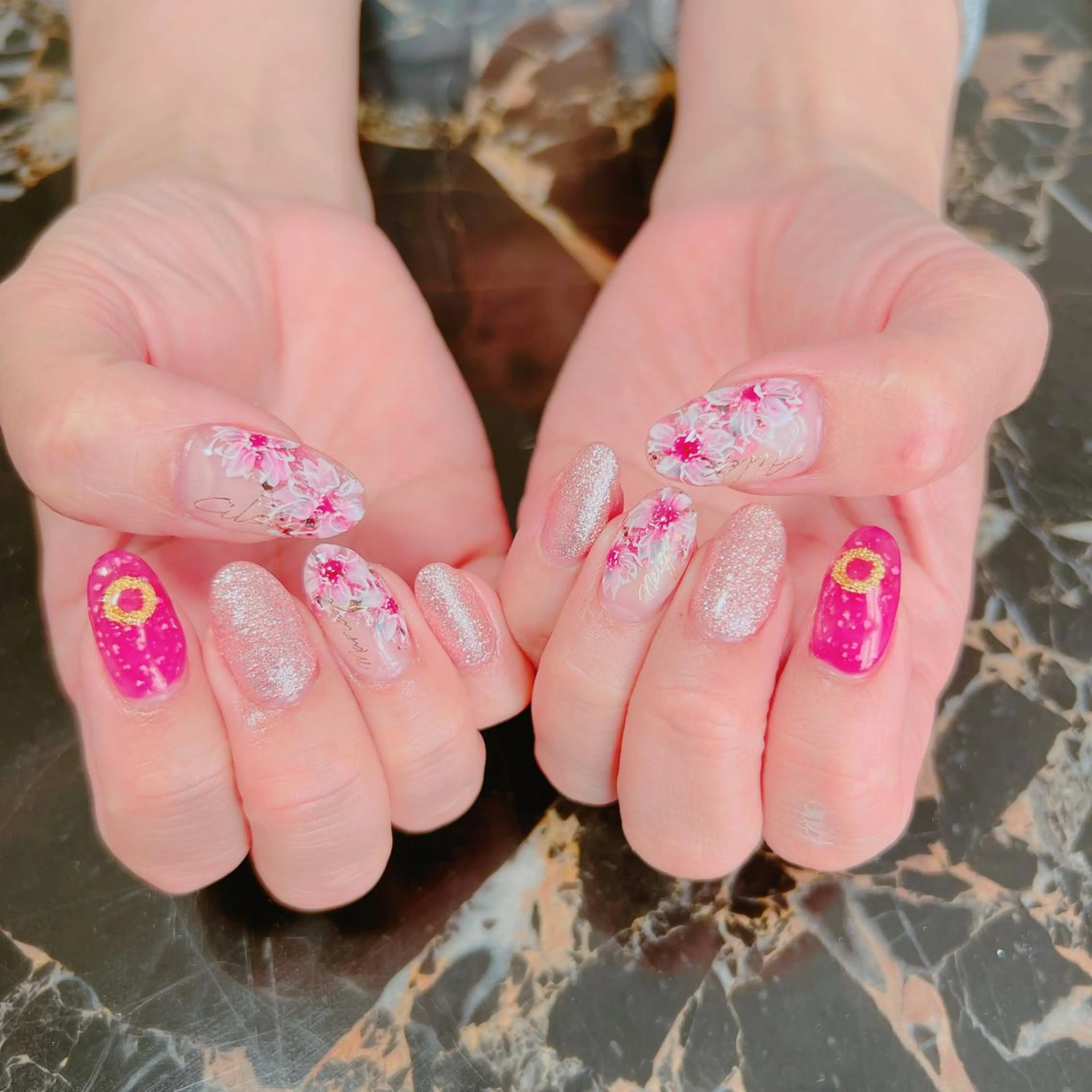 ネイル 桜ネイル 春ネイル ハンドネイル たきぐち みちこのネイルデザイン