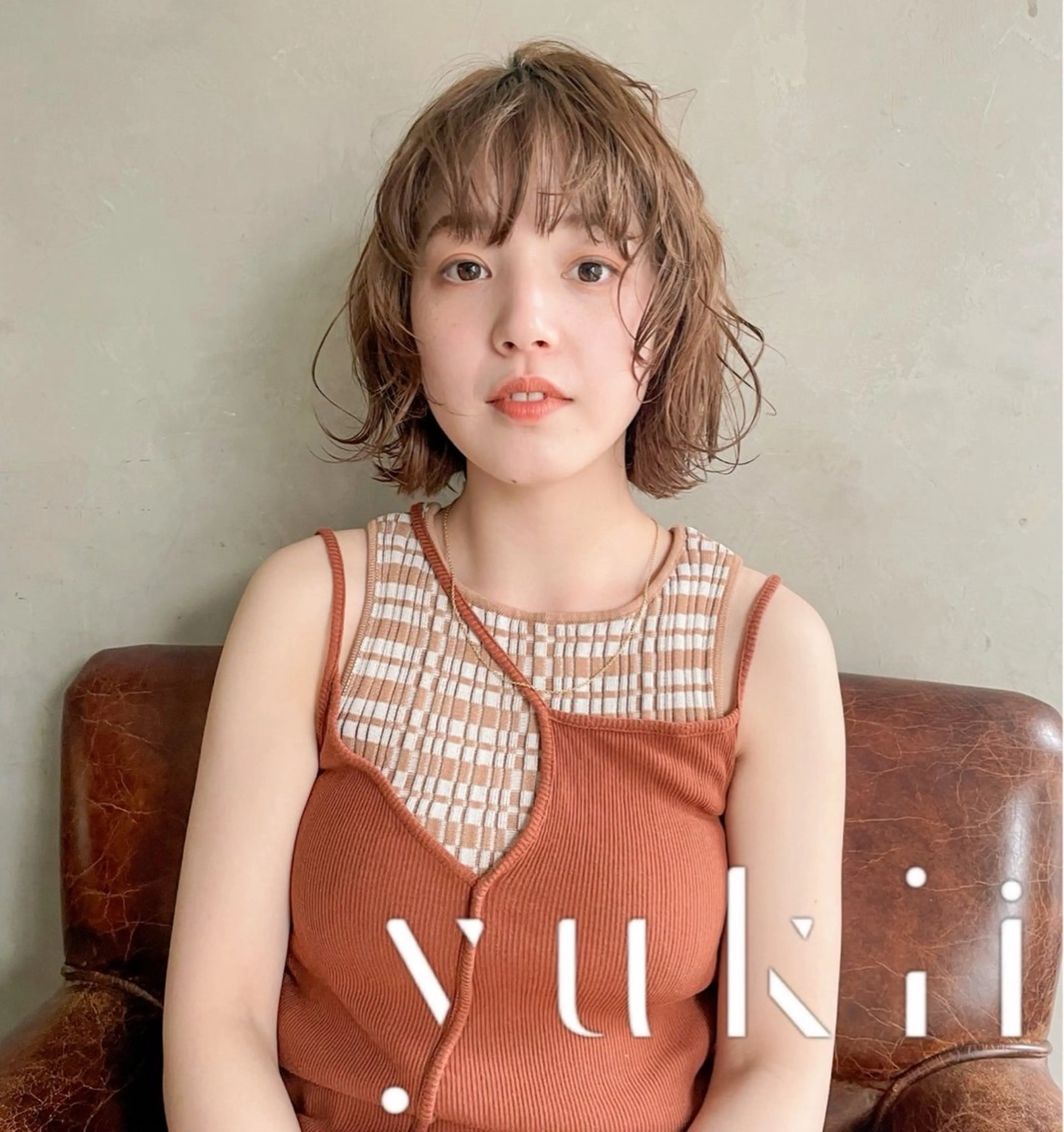 ミディアム カラー カット ヘアカラー トリートメント 角岡 真帆のヘアスタイル