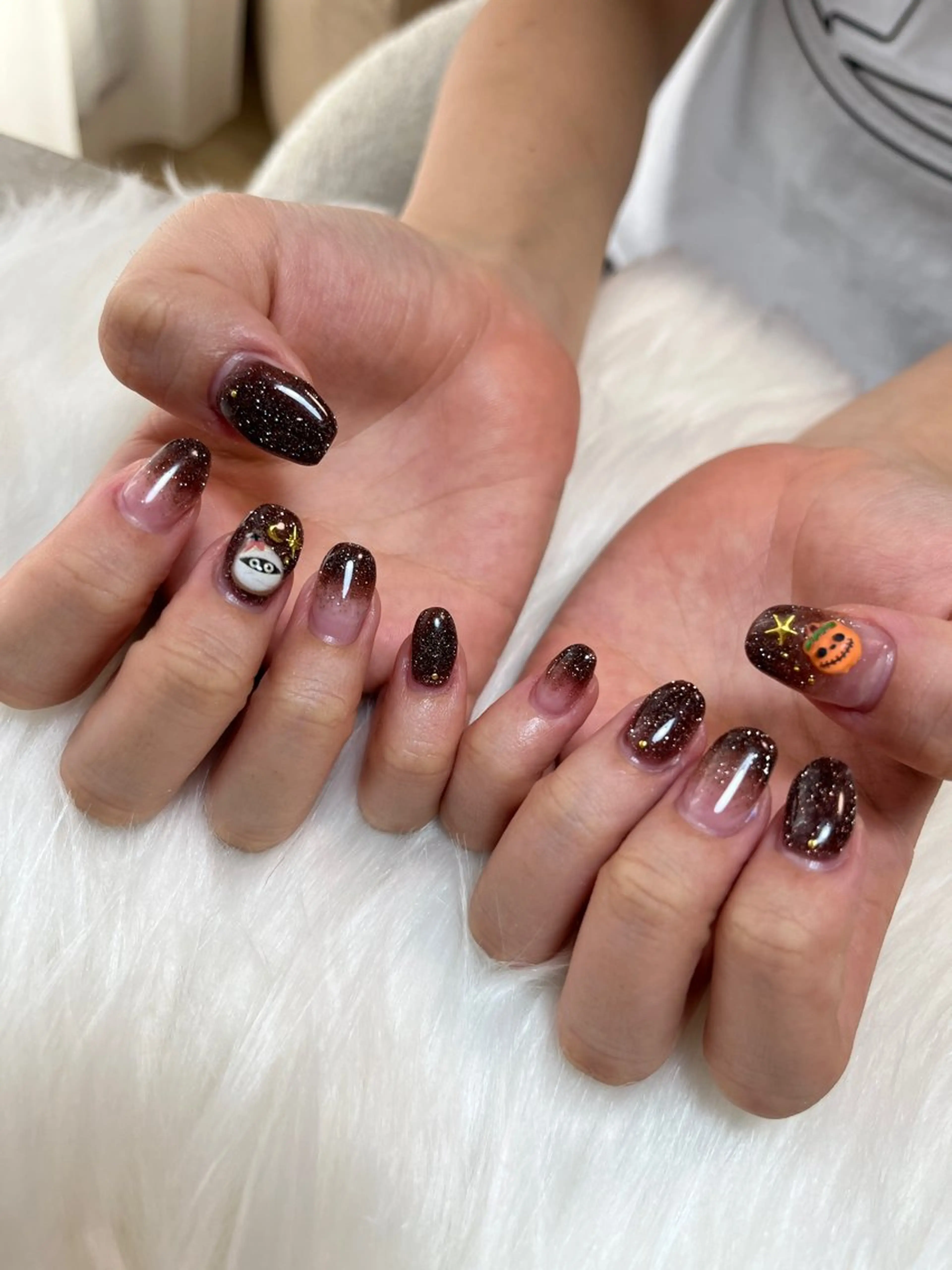 ネイル ハロウィン ラメ(グリッター) ラメグラデーション ems nail salon須磨のネイルデザイン