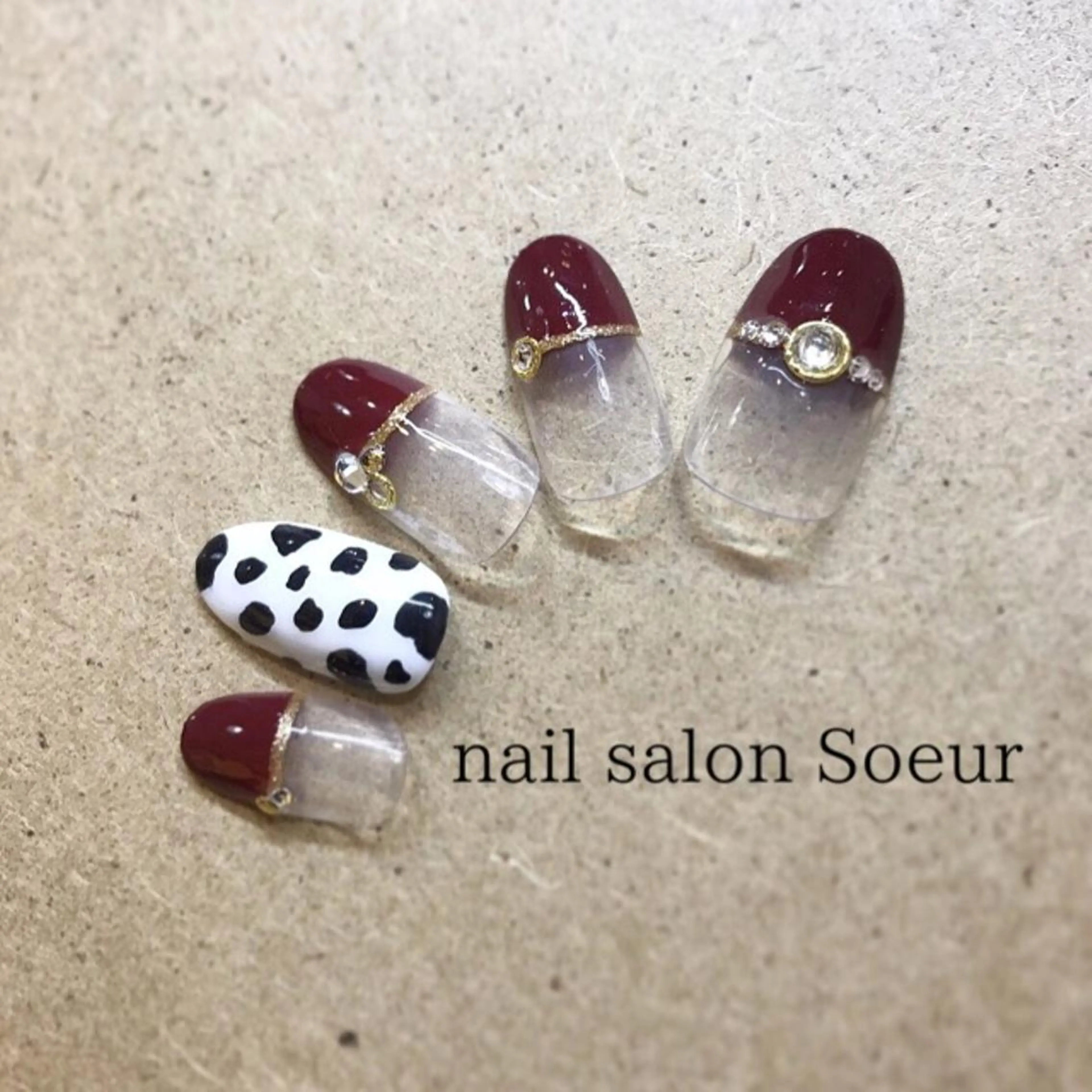 ネイル アニマル柄 アートネイル べっ甲ネイル フレンチネイル nail salon Soeurのネイルデザイン