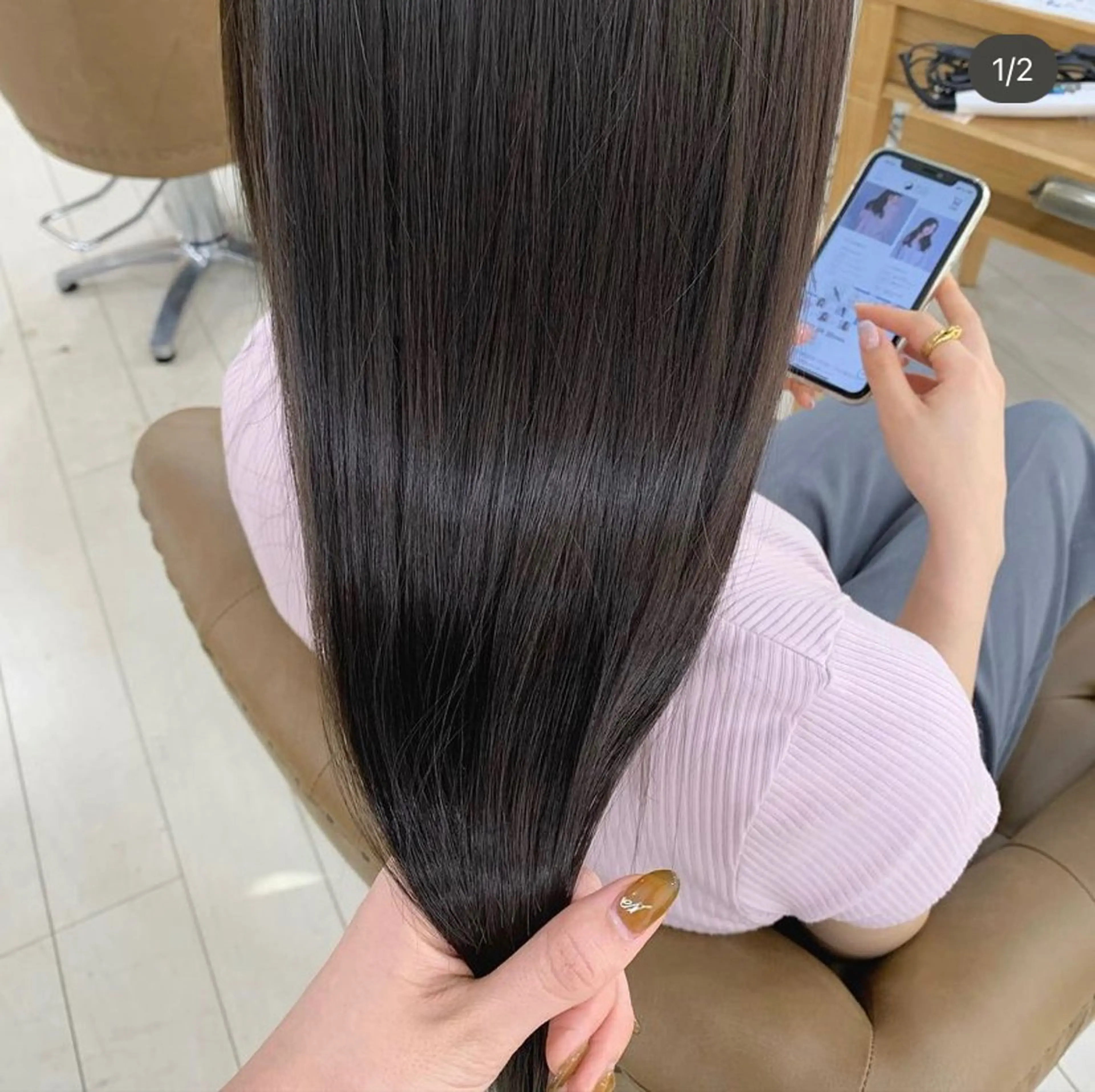 ロング カラー riho🪻暗髪/ 色持ちがいいカラーのヘアスタイル