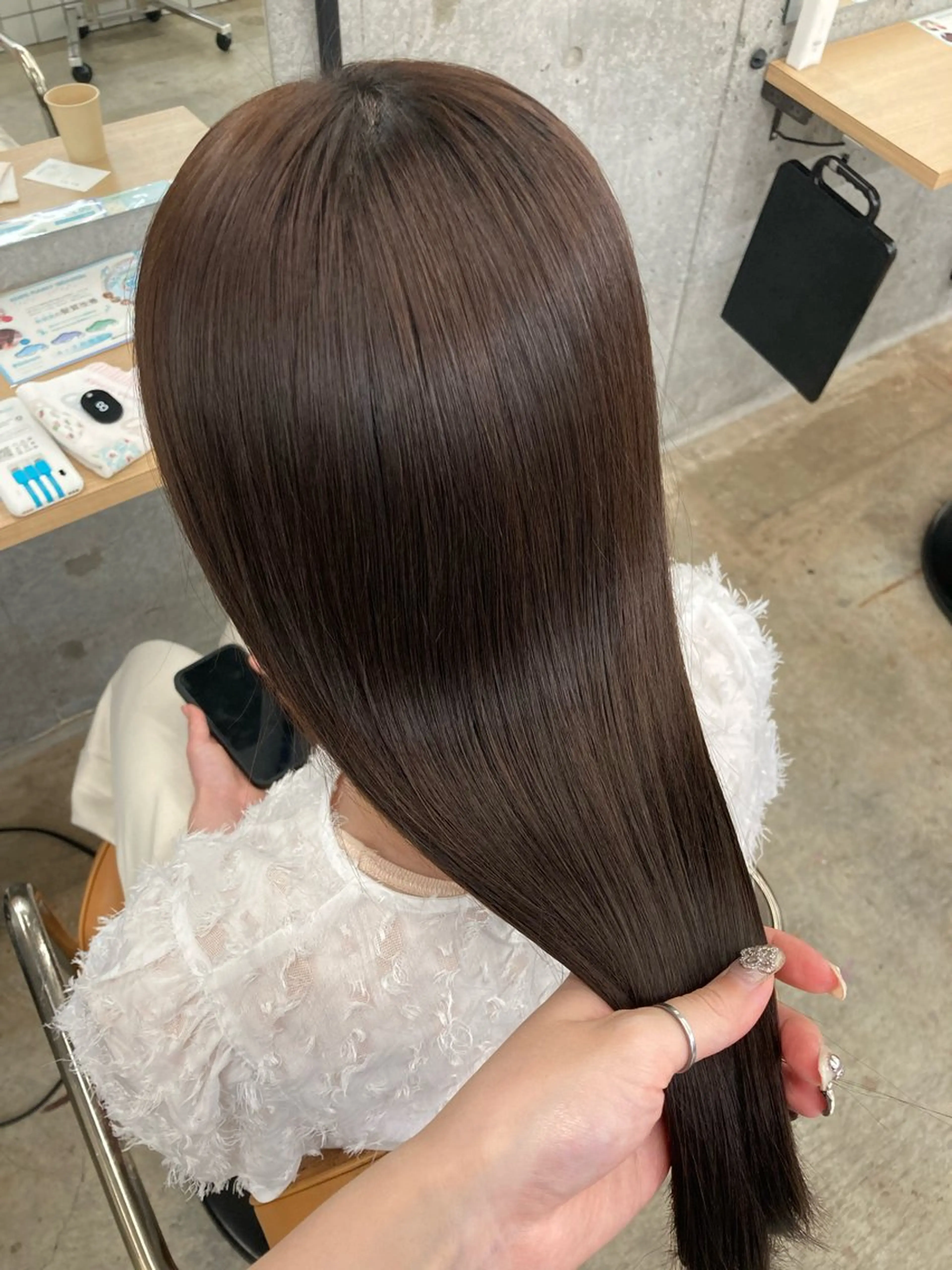 ロング カラー 髪質改善 韓国風ヘア 縮毛矯正 トリートメント ダメージレス艶カラー MISAKI🦋のヘアスタイル