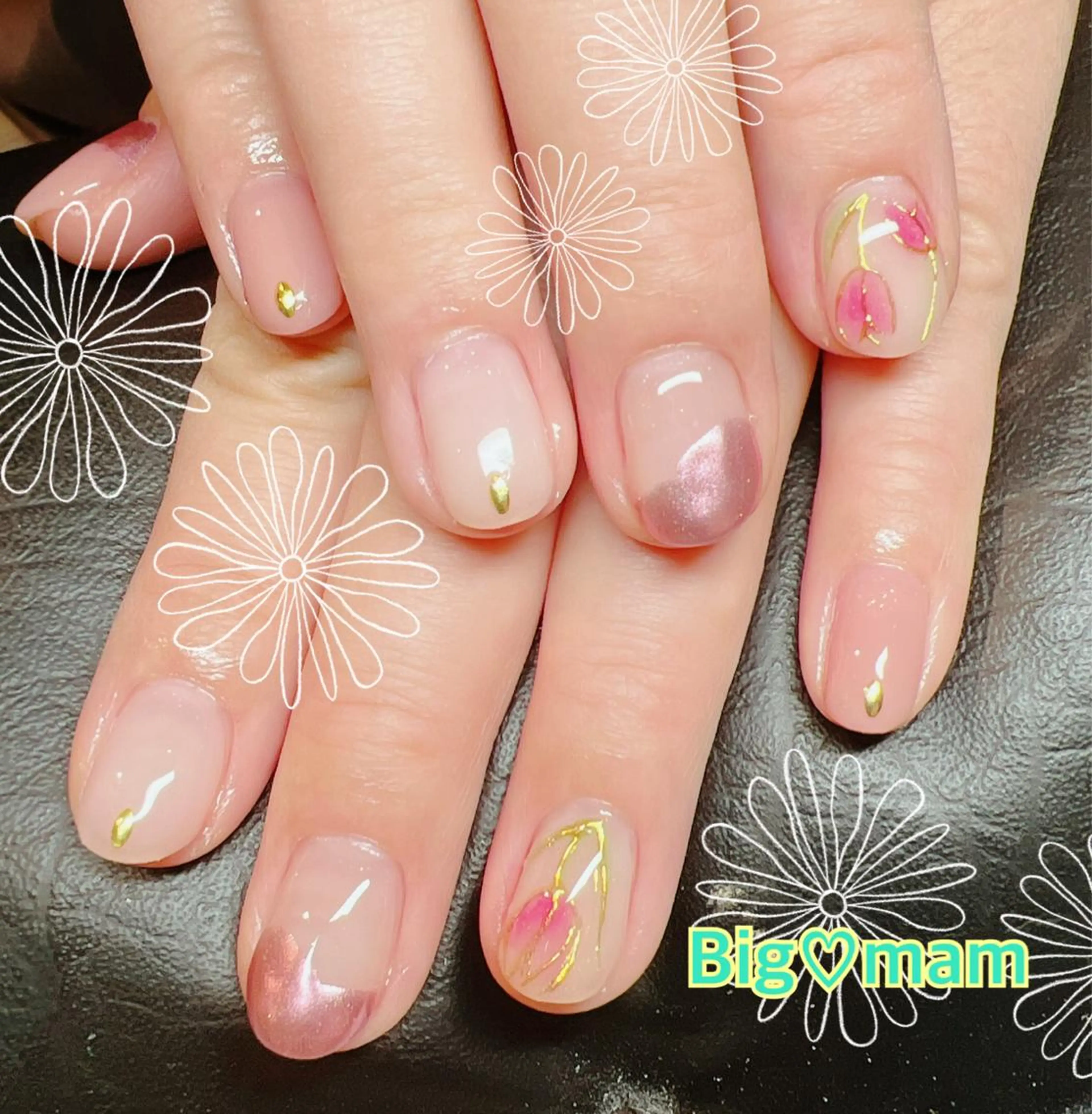 ネイル ピンク シンプルネイル 春ネイル ハンドネイル Big♡mam所属・Big♡mam （MAMI）のネイルデザイン