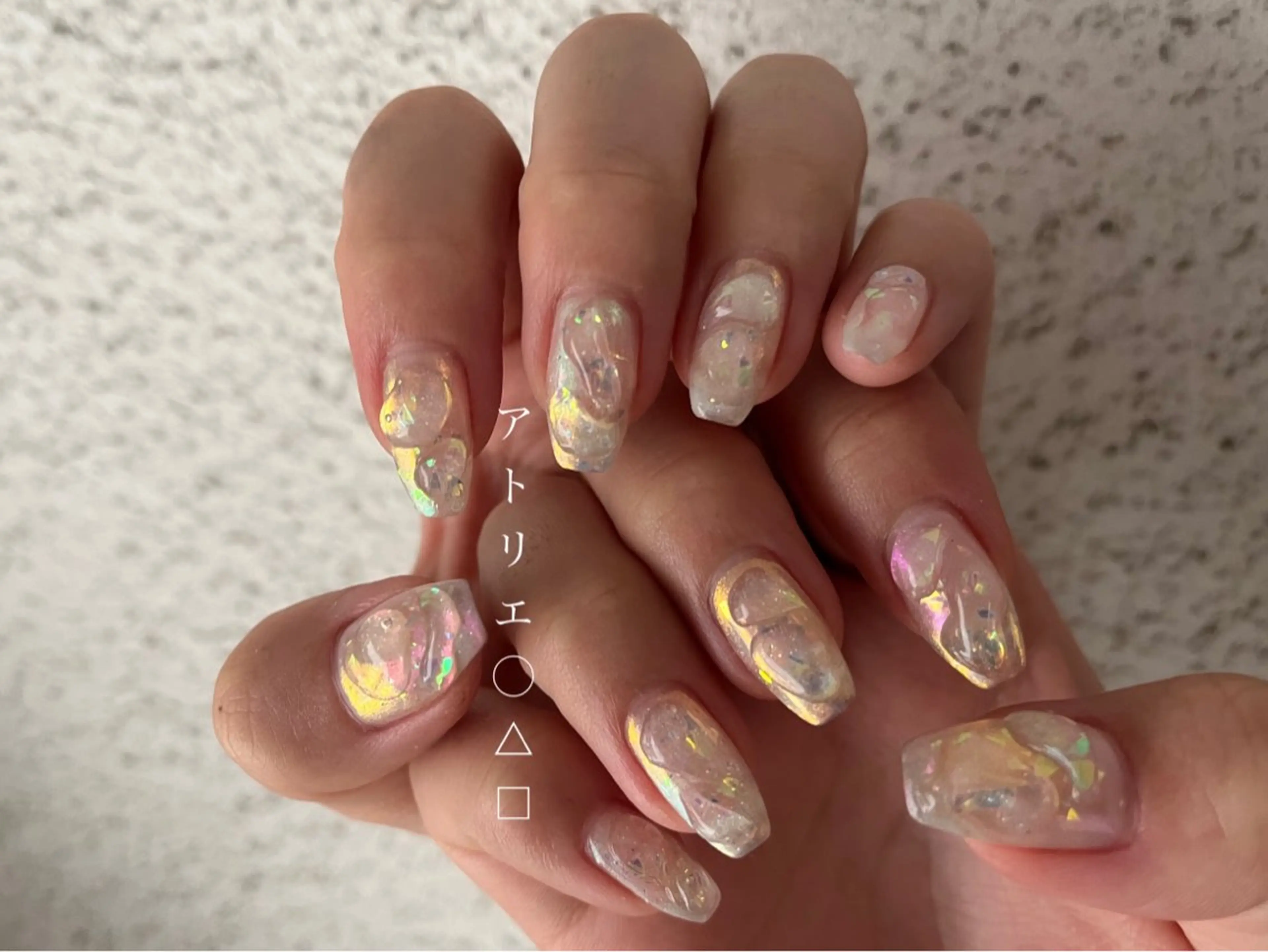 ネイル ロングネイル 春ネイル ハンドネイル アトリエ ○△□のネイルデザイン