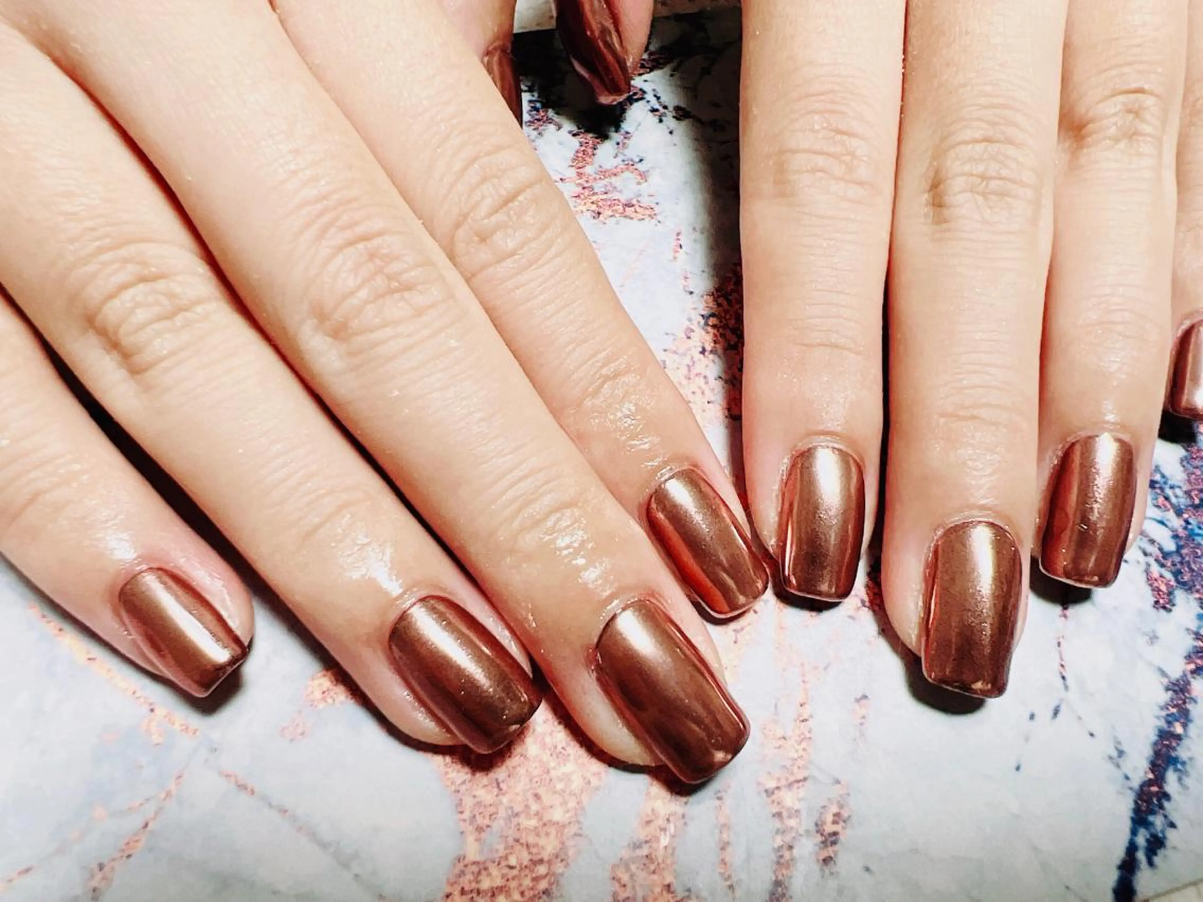 ネイル ゴールド ミラーネイル ピンク kikinail 溝の口のネイルデザイン