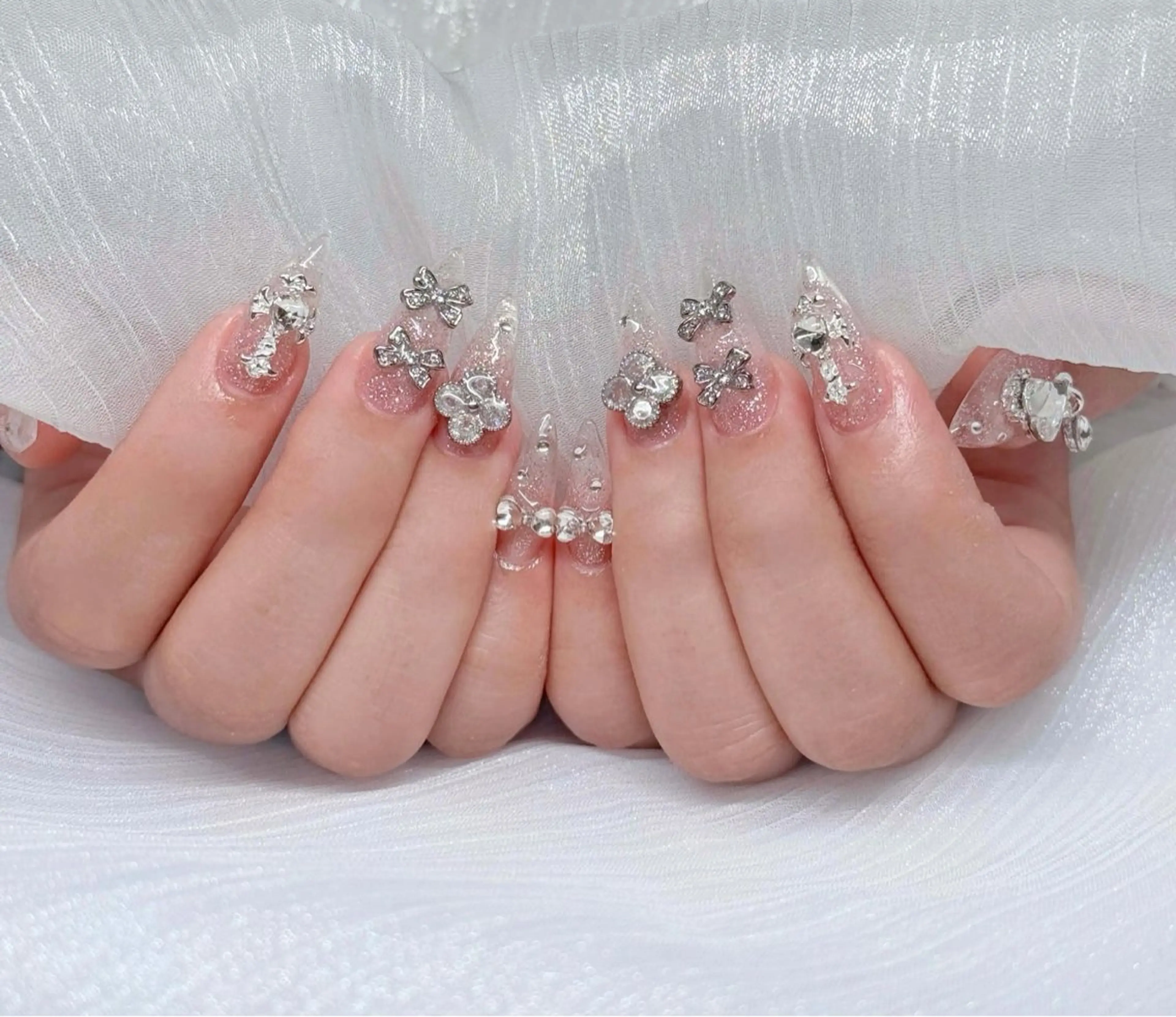 ネイル オーロラネイル ブルー チークネイル フットネイル フレンチネイル ハンドネイル Hana ハナのネイルデザイン