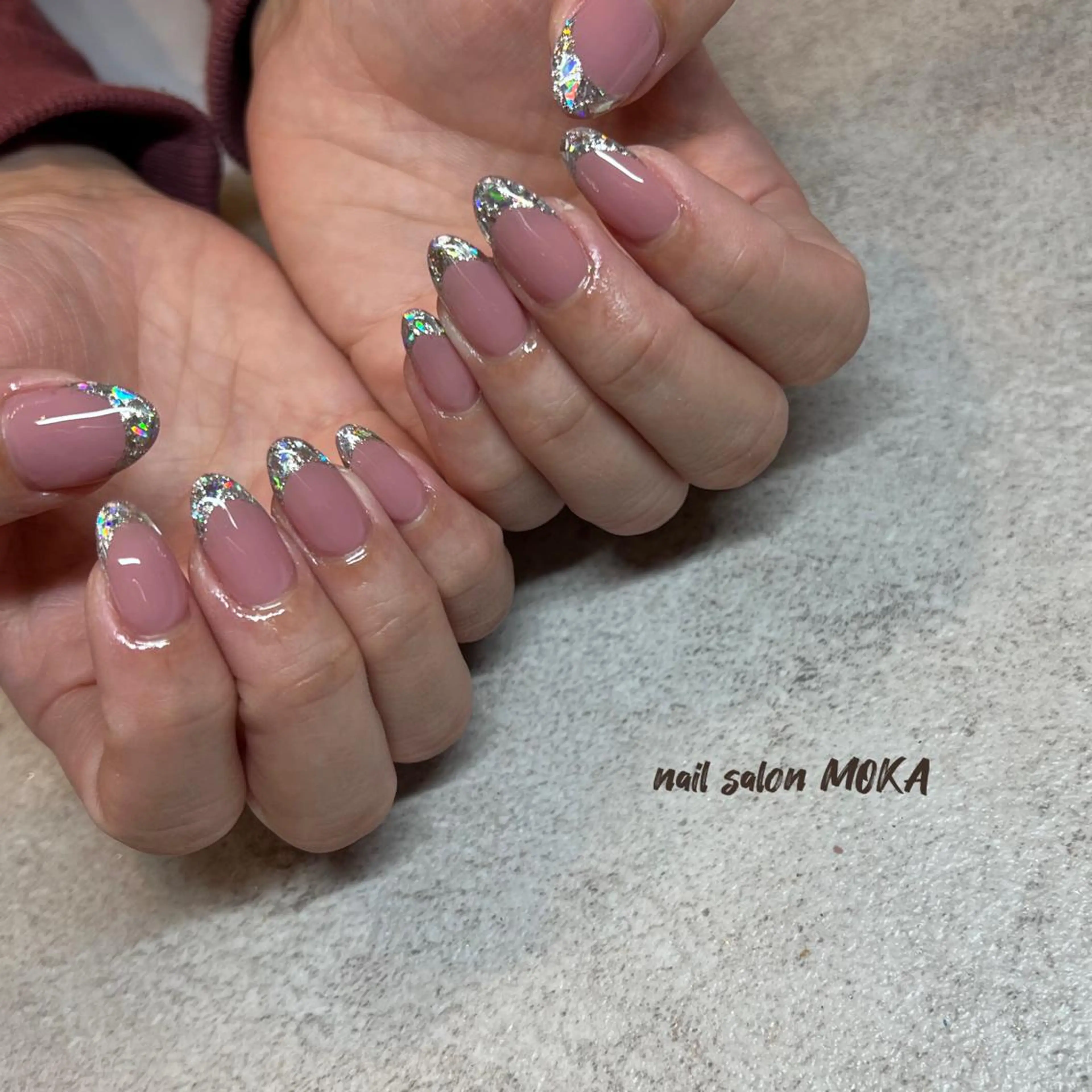 ネイル フレンチネイル ガラスフレンチ nail salon MOKAのネイルデザイン