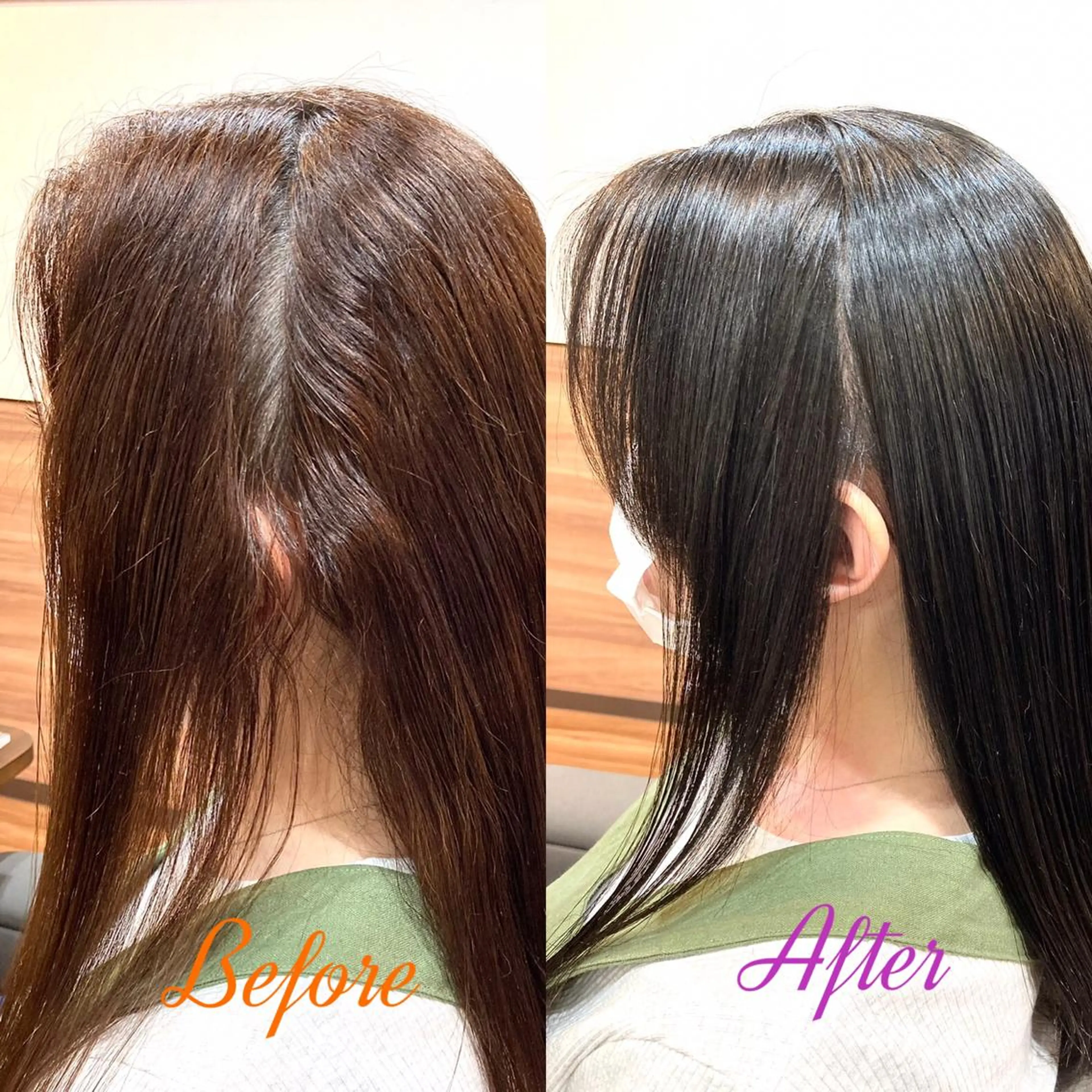 セミロング パーマ 髪質改善 縮毛矯正 トリートメント ストレートパーマ Annon プライベートサロンのヘアスタイル