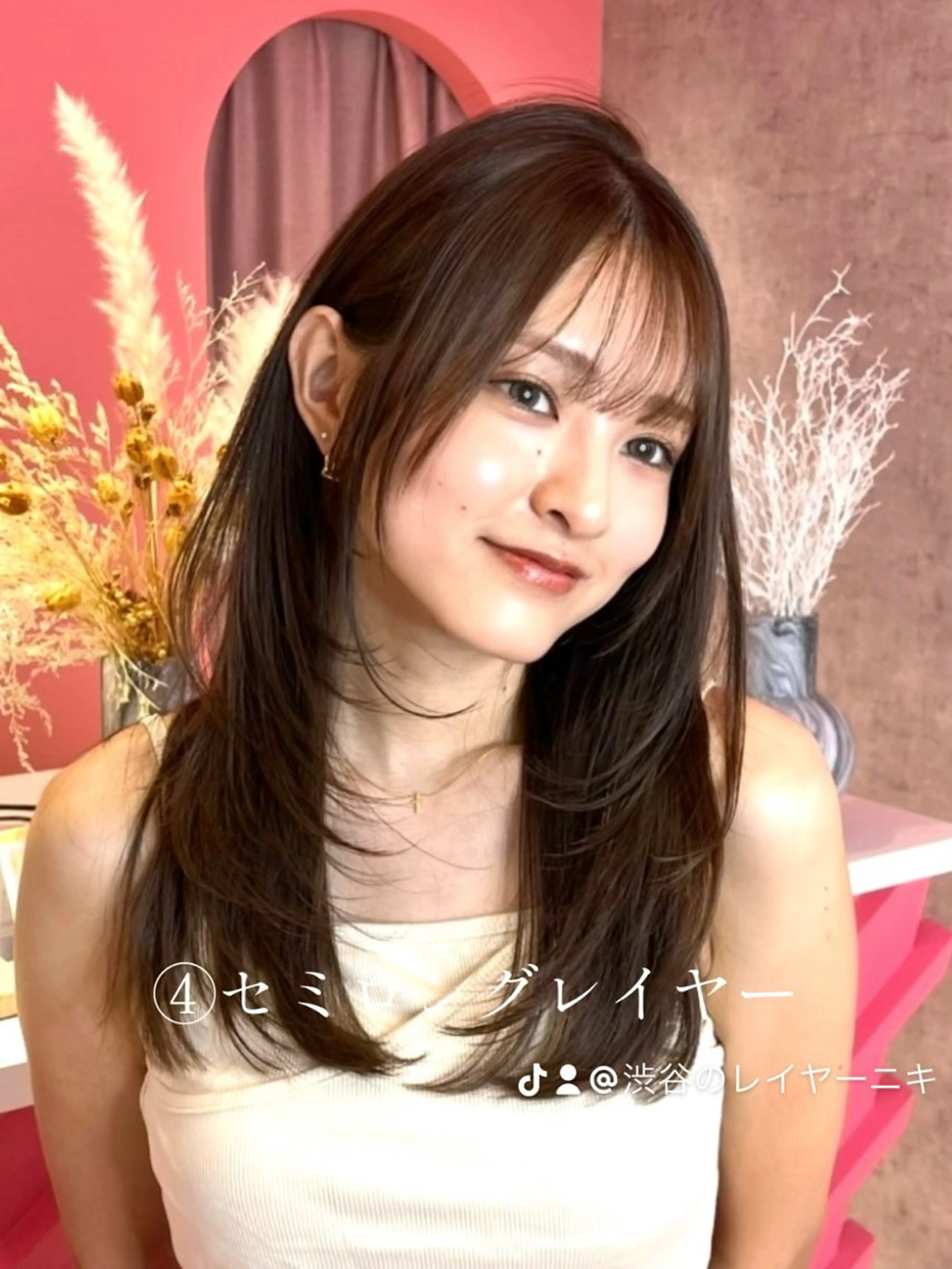 ロング カラー 山崎/ボブ縮毛矯正 レイヤー髪質改善のヘアスタイル