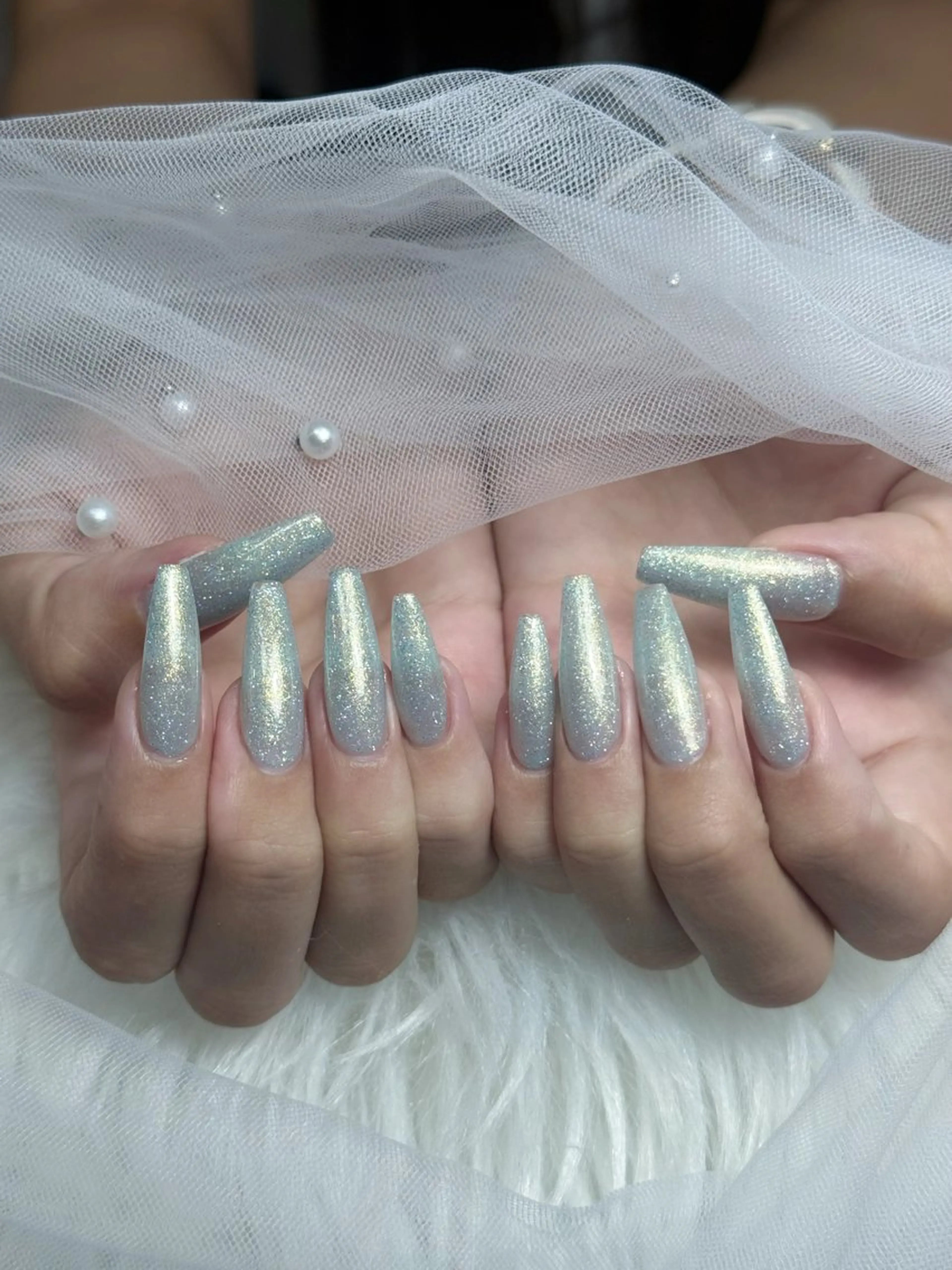 ネイル フレンチネイル ジェルネイル キラキラネイル 韓国ネイル レース Julli NailStudioのネイルデザイン