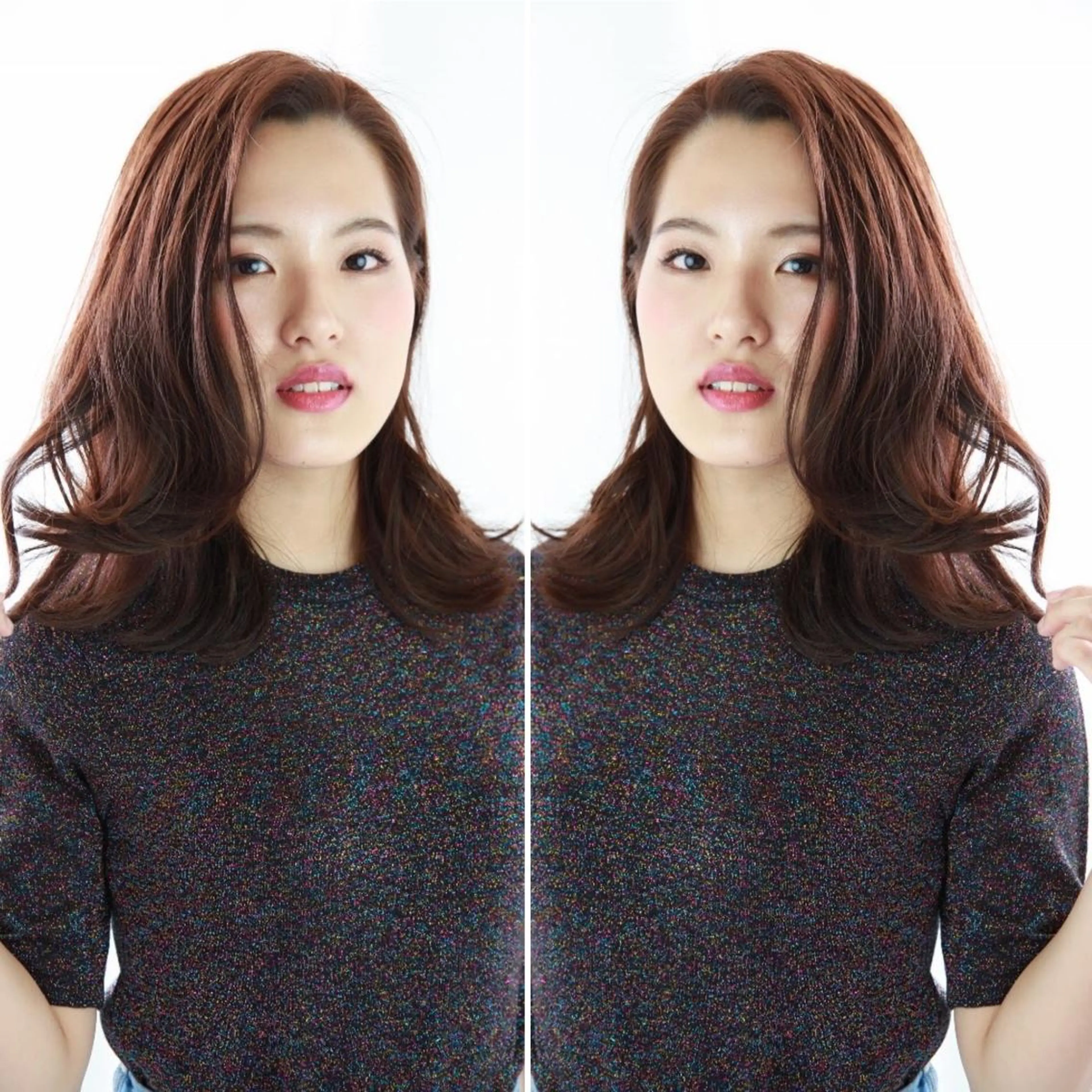 ミディアム カラー パーマ ミディアムパーマ カット 髪質改善/縮毛矯正 /ブリーチ矯正/岡部のヘアスタイル