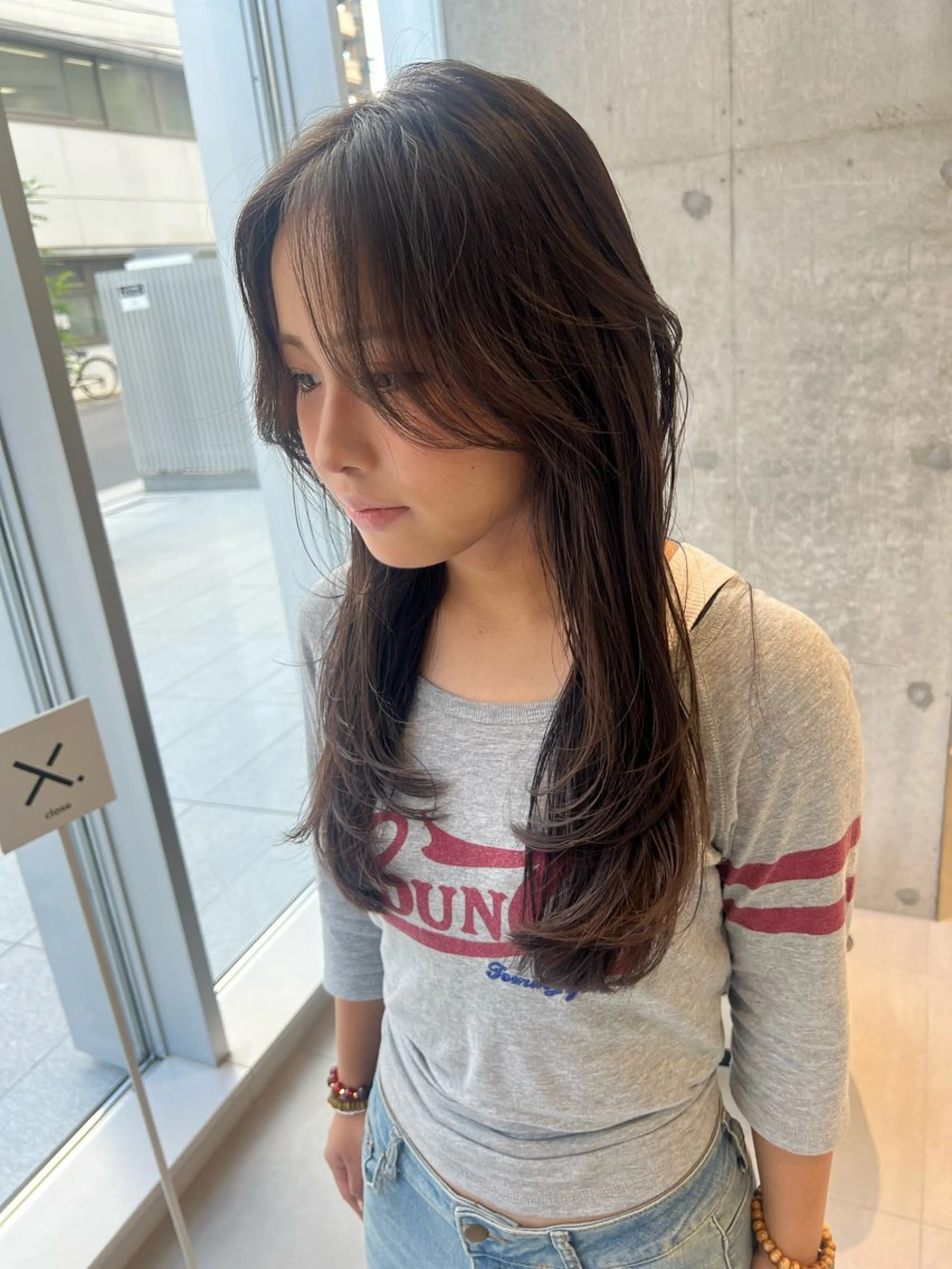 セミロング 顔まわりレイヤー 外国人風カラー レイヤーカット カット トリートメント 吉沢遣人/レイヤー 艶カラー/パーマのヘアスタイル