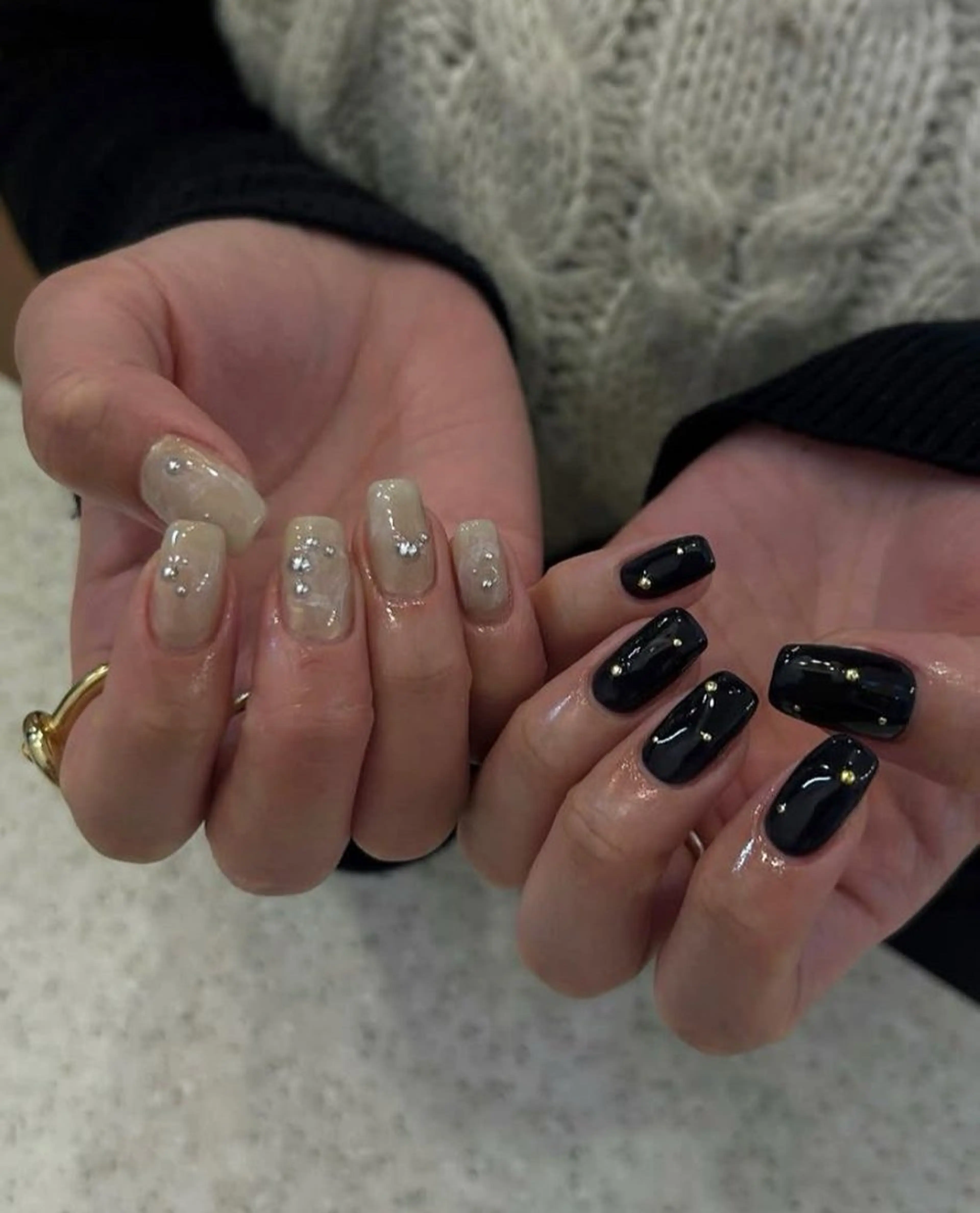 ネイル 韓国ネイル 持ち込み ニュアンスネイル ネイルチップ 冬ネイル RINN ANA.CHUOのネイルデザイン