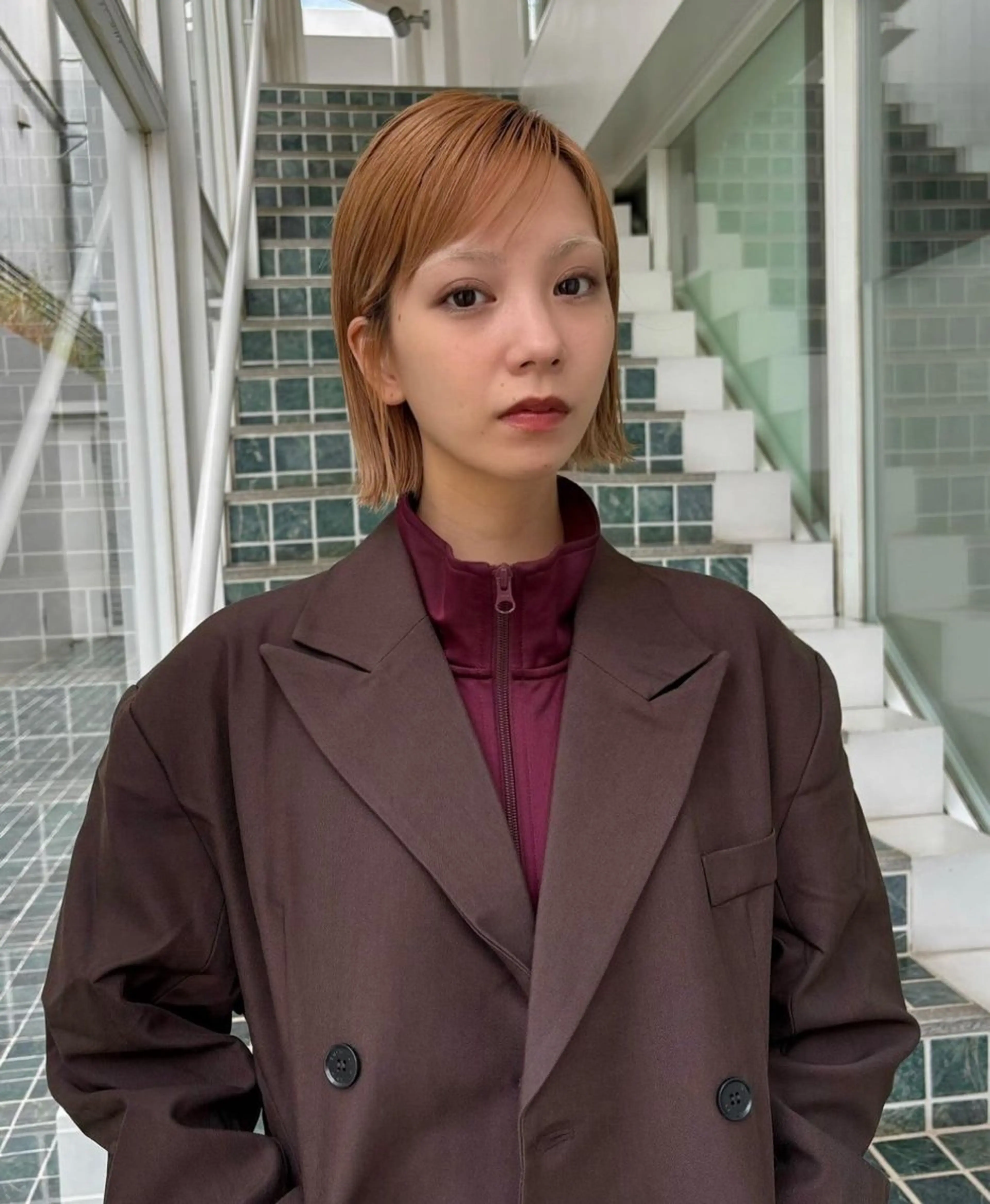 ミディアム カラー ヘアアレンジ ミディアムパーマ 髪質改善 縮毛矯正 トリートメント 脇野 茉優のヘアスタイル