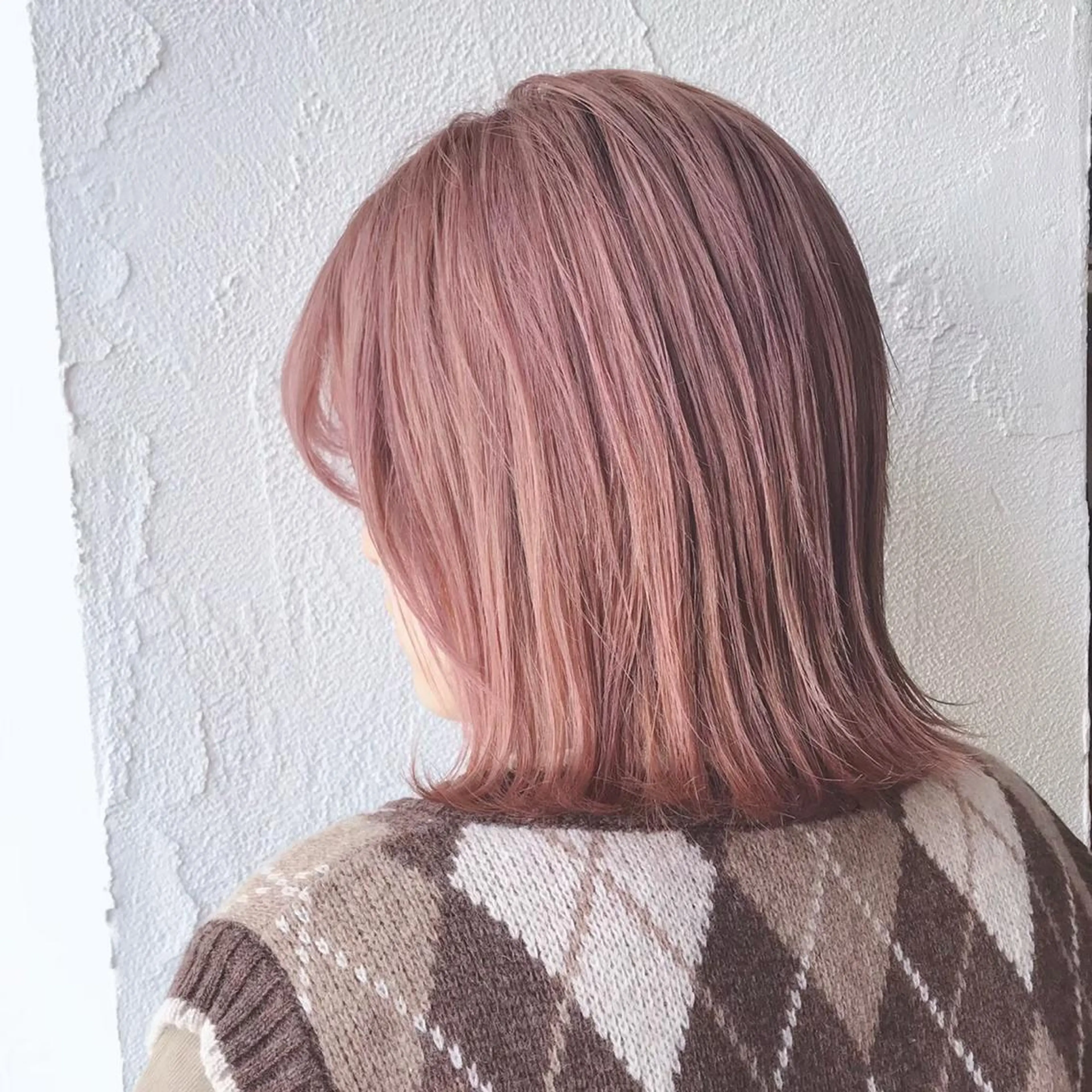 ミディアム カラー ベージュカラー ブラウンカラー ピンクカラー ピンクベージュ ピンクブラウン 藤井 貴美子のヘアスタイル