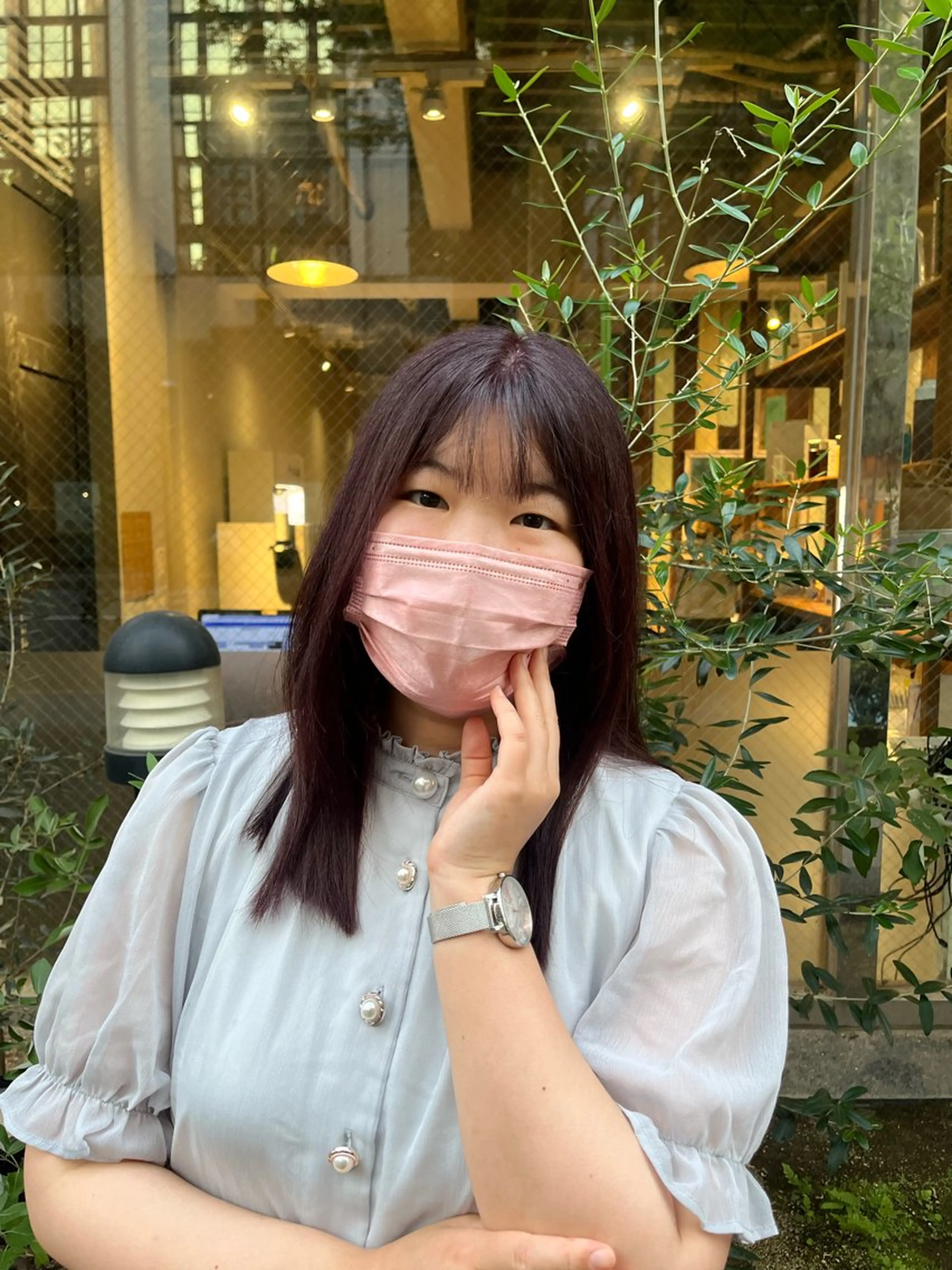 カラー ブリーチ ダブルカラー ラベンダーカラー ブリーチなしカラー ピンクカラー ヘアカラー トリートメント えんぐちとも／透明感 カラー／博多ボブのヘアスタイル