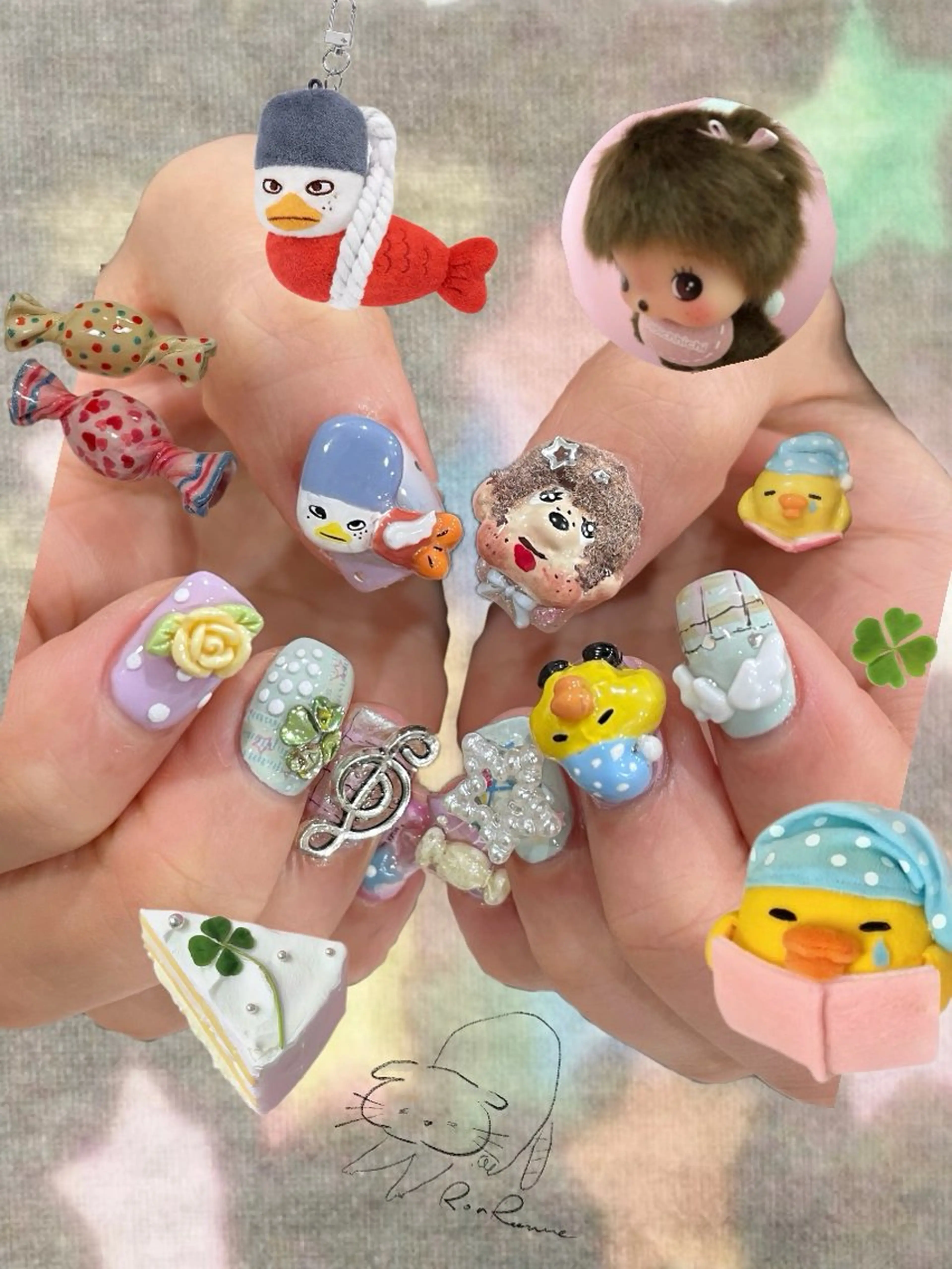 ネイル アートネイル オーロラネイル 長さ出し フレンチネイル ジェルネイル ハンドネイル Cho Artネイル所属・ronronne .のネイルデザイン