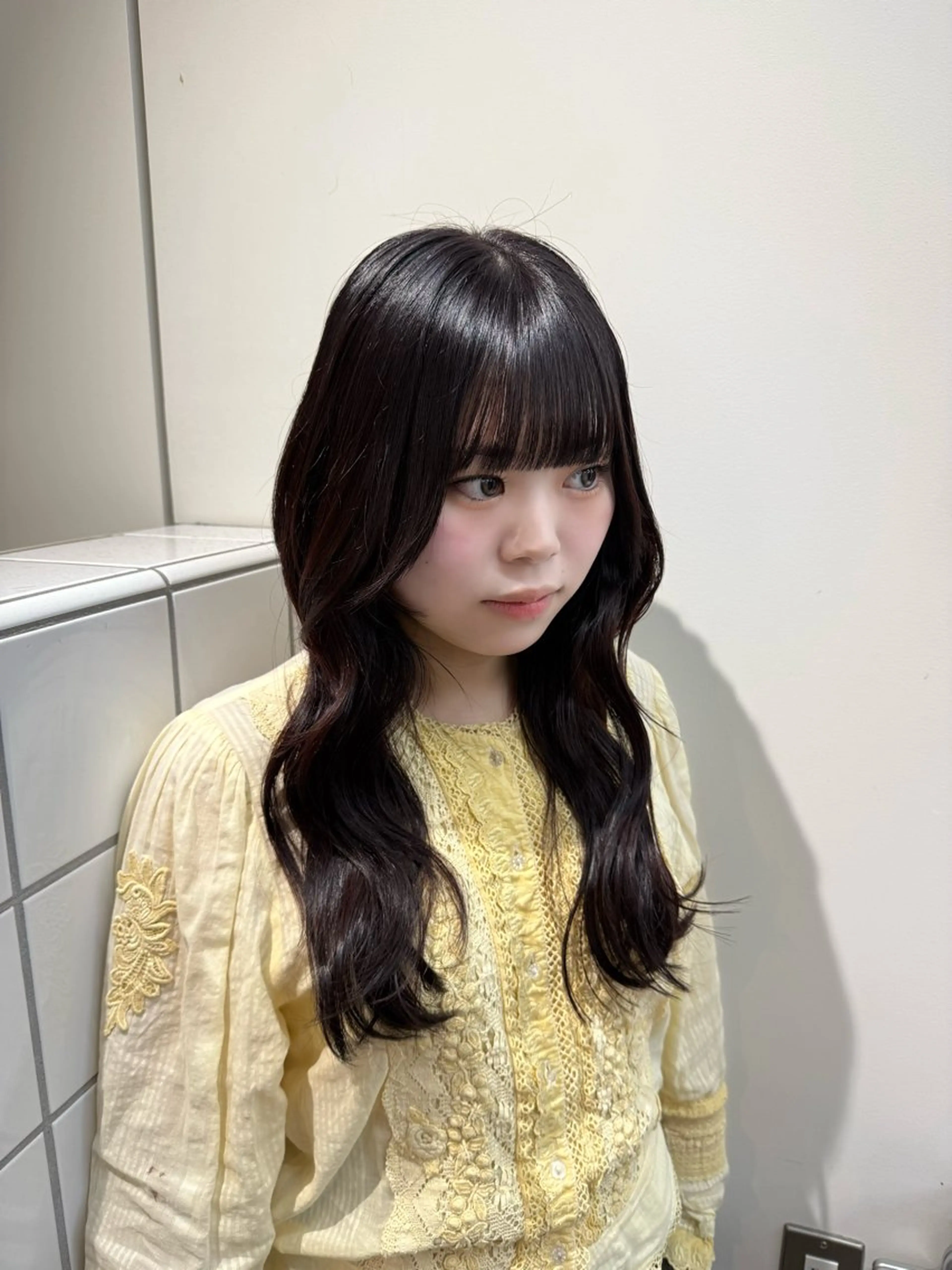 ロング カット ヘアカラー トリートメント 新潟/万代/レイヤー 韓国風/明間未来のヘアスタイル